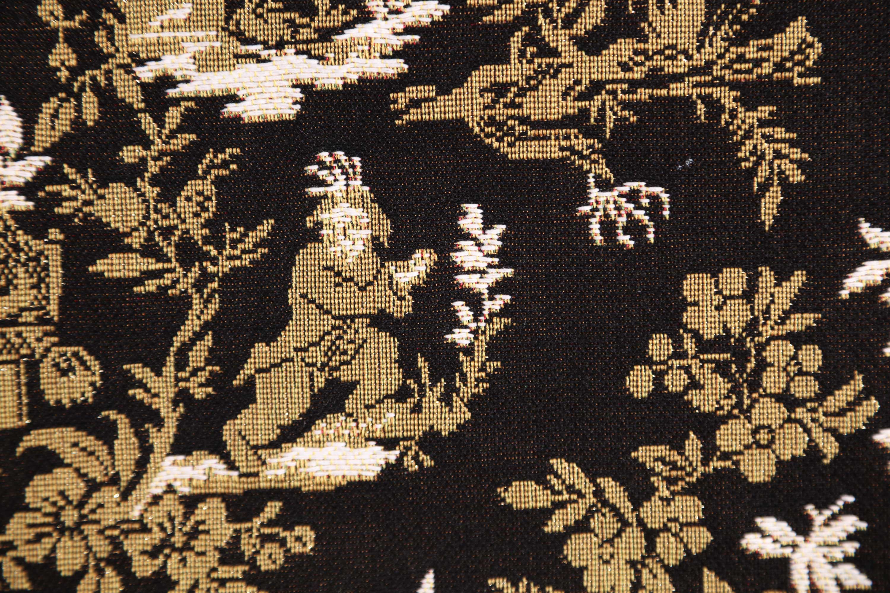 Black French Tapestry Pillow Cover 19x19 Inch Cotton Jacquard Woven Cushion Cover