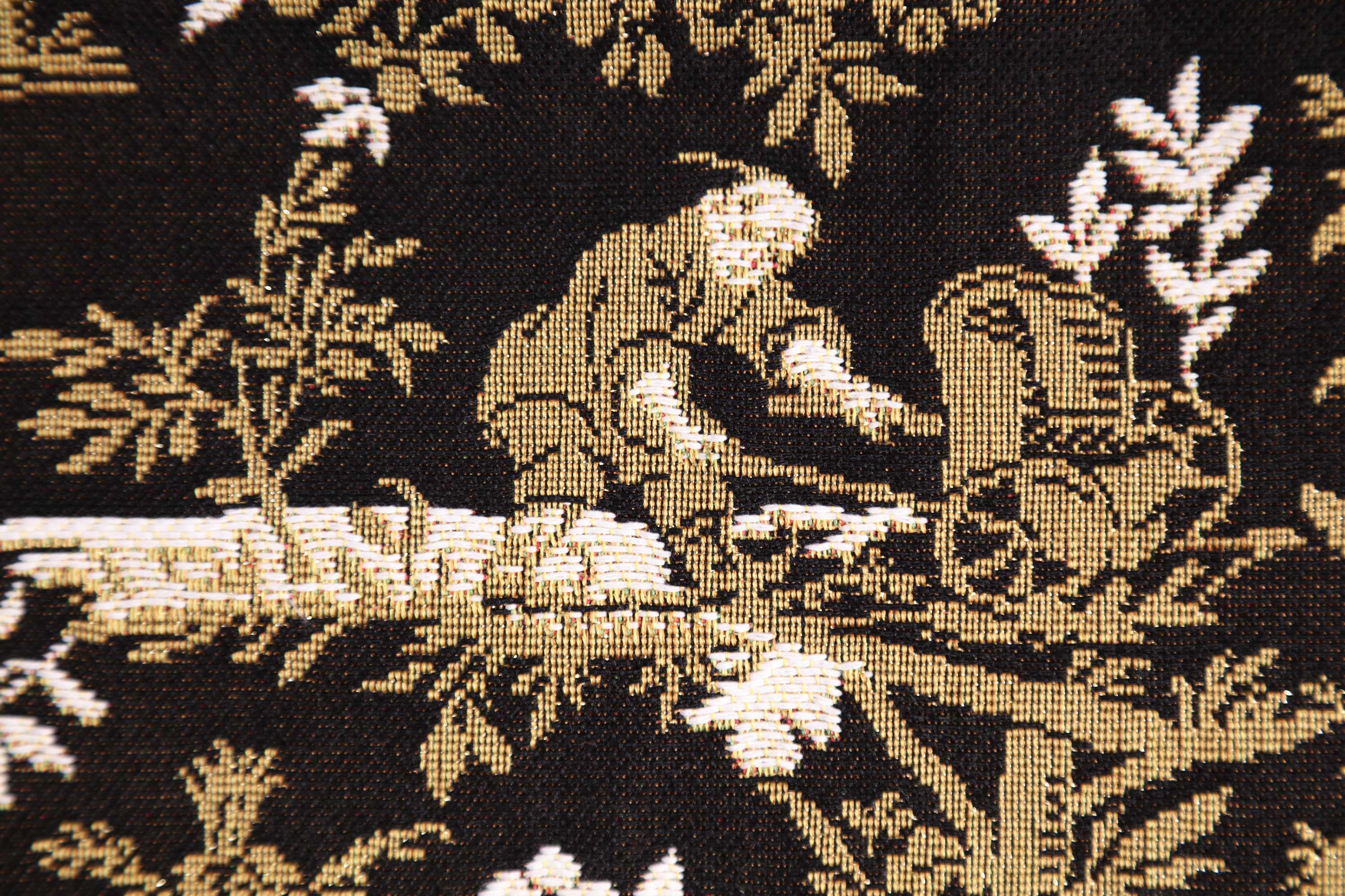 Black French Tapestry Pillow Cover 19x19 Inch Cotton Jacquard Woven Cushion Cover