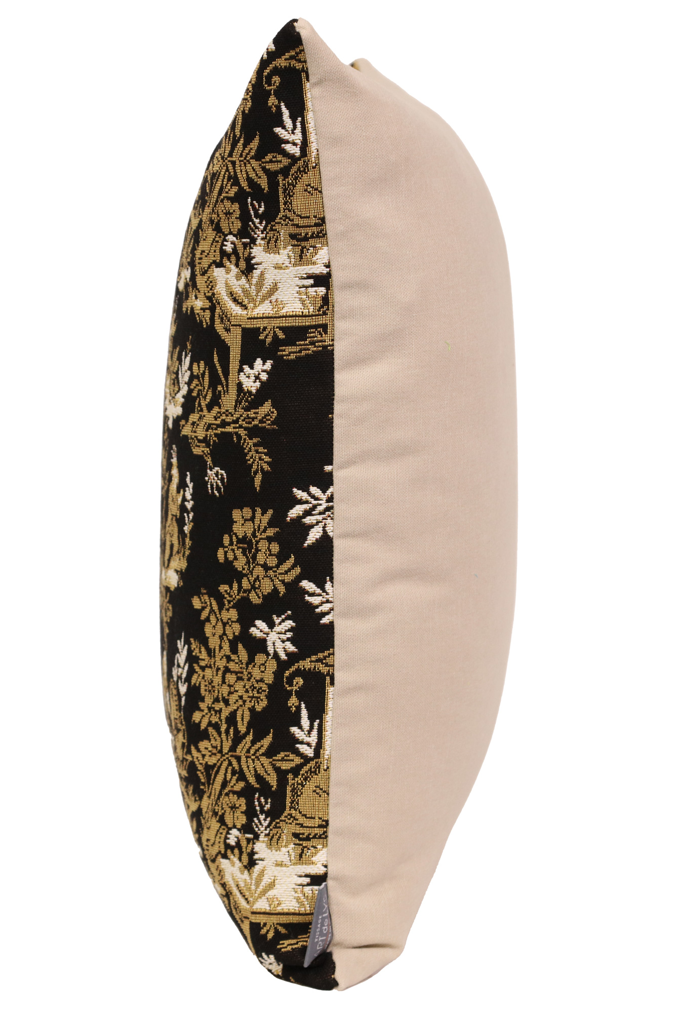 Black French Tapestry Pillow Cover 19x19 Inch Cotton Jacquard Woven Cushion Cover