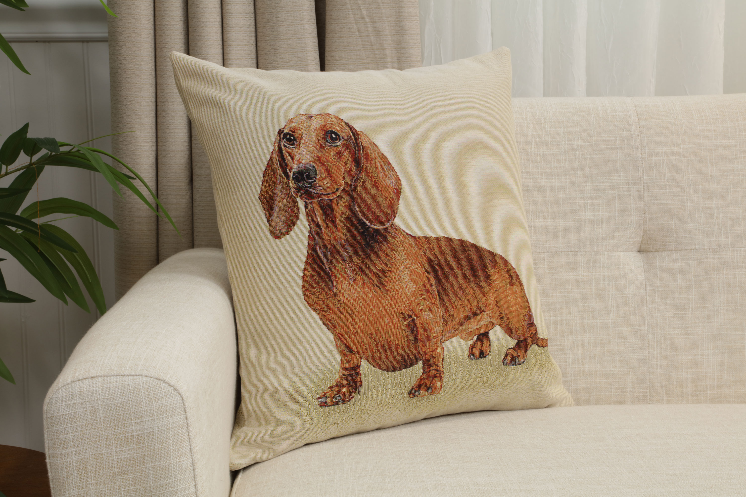 Pickles the Dog Tapestry Pillow Cover 18x18 Inch Cotton Jacquard Woven Cushion Cover