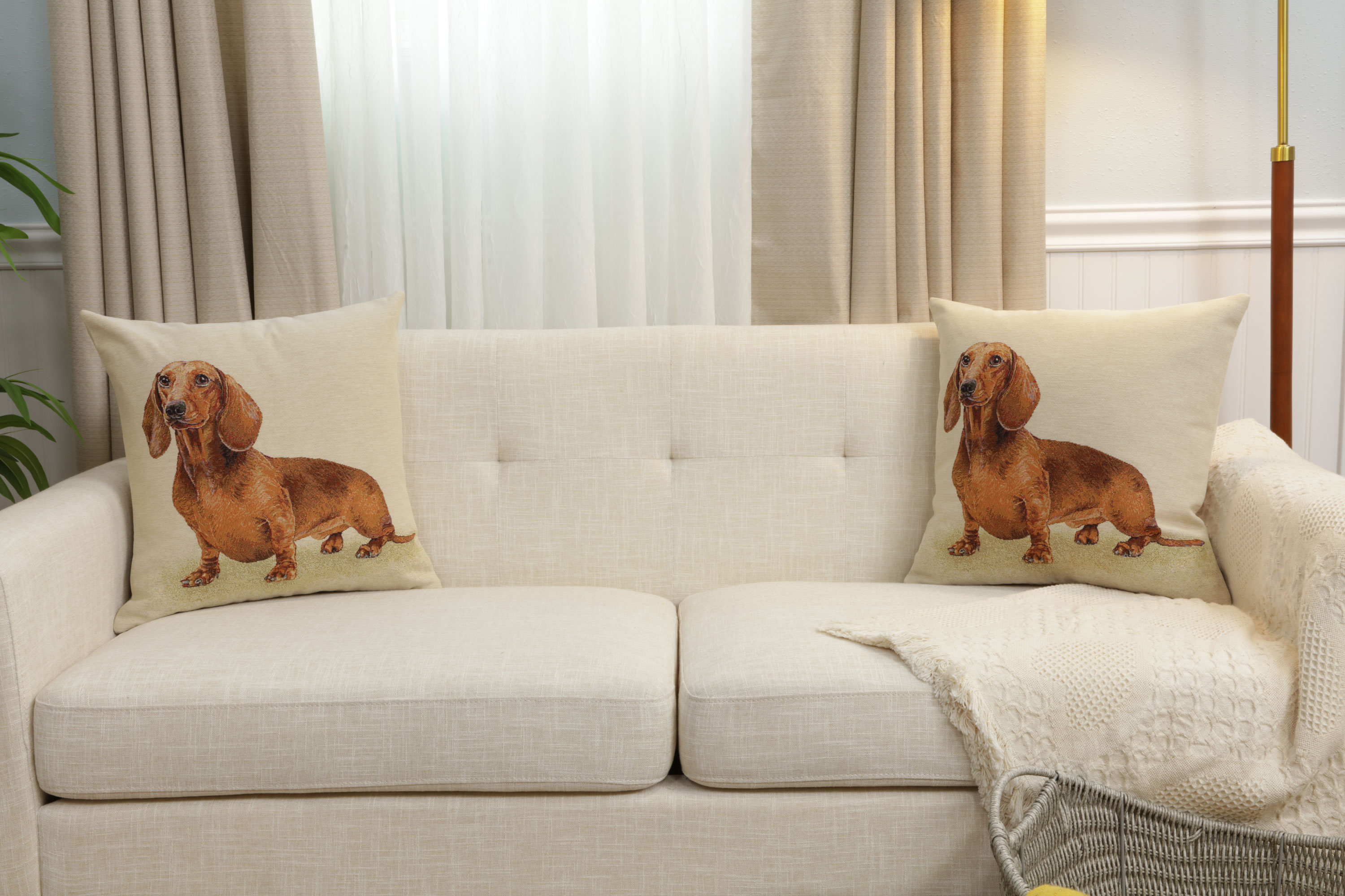 Pickles the Dog Tapestry Pillow Cover 18x18 Inch Cotton Jacquard Woven Cushion Cover