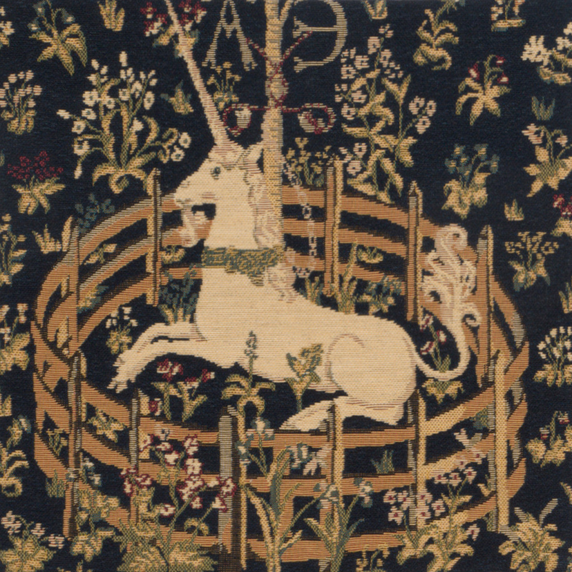 Medieval Captive Unicorn I Vintage Tapestry Pillow Cover 13x13 Inch Cotton Jacquard Woven Cushion Cover