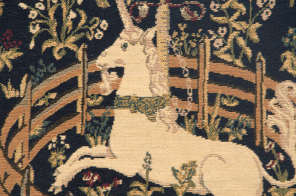 Medieval Captive Unicorn I Vintage Tapestry Pillow Cover 13x13 Inch Cotton Jacquard Woven Cushion Cover