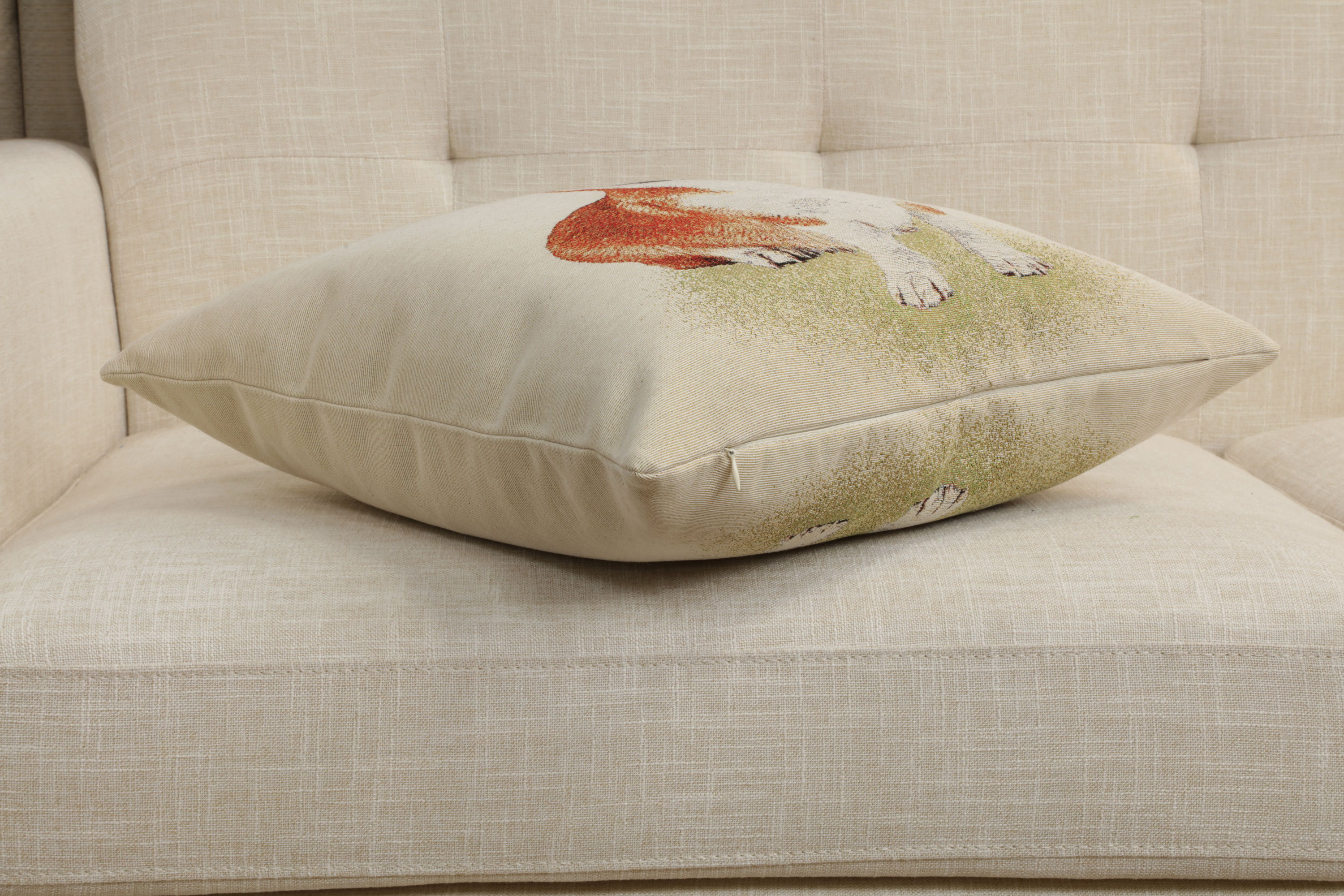 Corgi Tapestry Pillow Cover 18x18 Inch Cotton Jacquard Woven Cushion Cover
