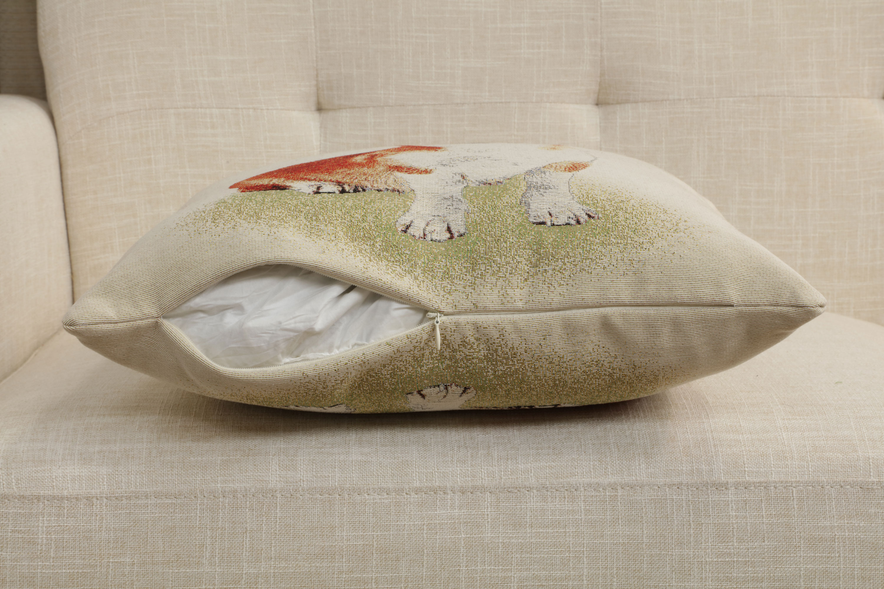 Corgi Tapestry Pillow Cover 18x18 Inch Cotton Jacquard Woven Cushion Cover