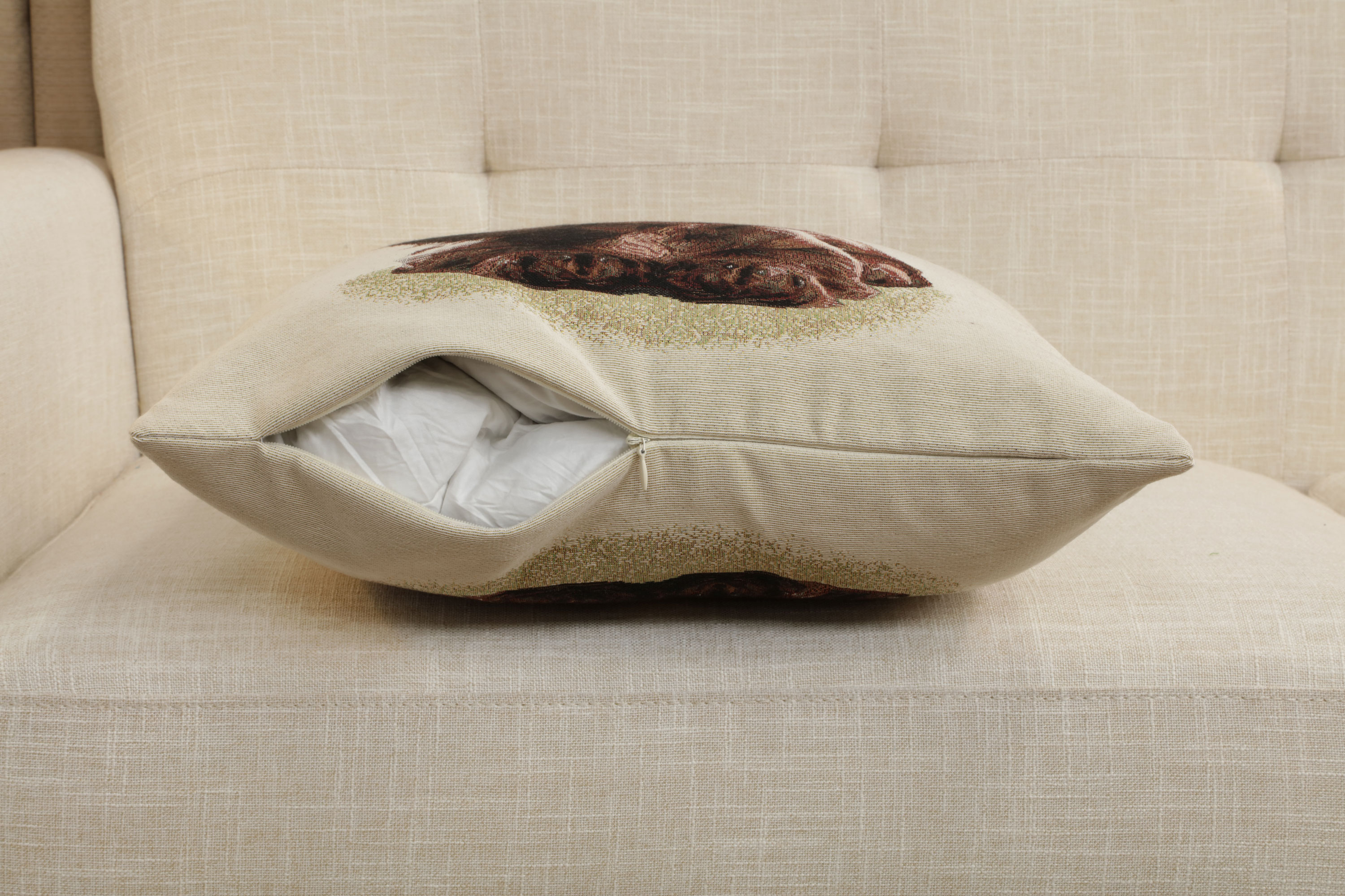 Little Dachshund Tapestry Pillow Cover 18x18 Inch Cotton Jacquard Woven Cushion Cover
