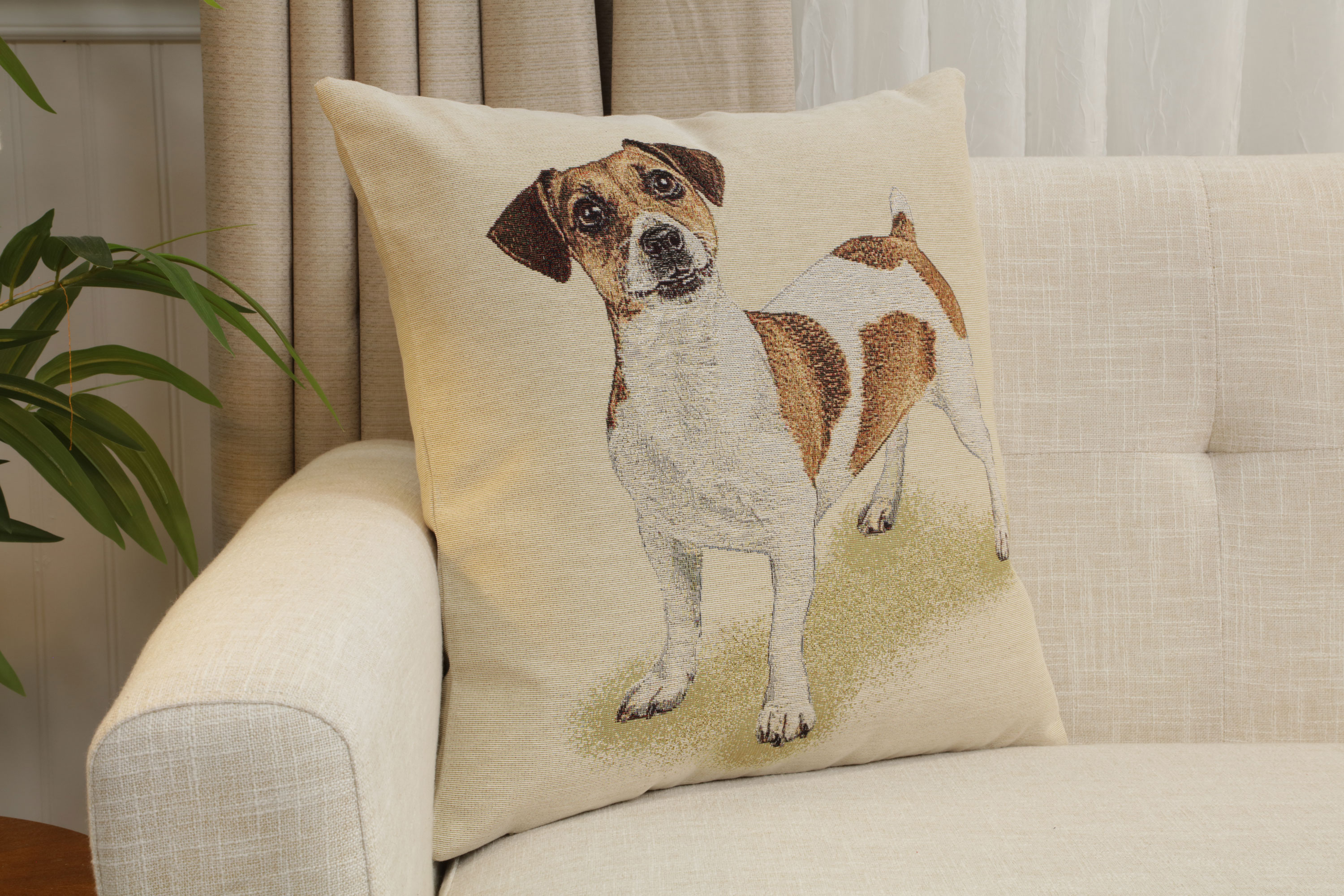 Max the Terrier Tapestry Pillow Cover 18x18 Inch Cotton Jacquard Woven Cushion Cover