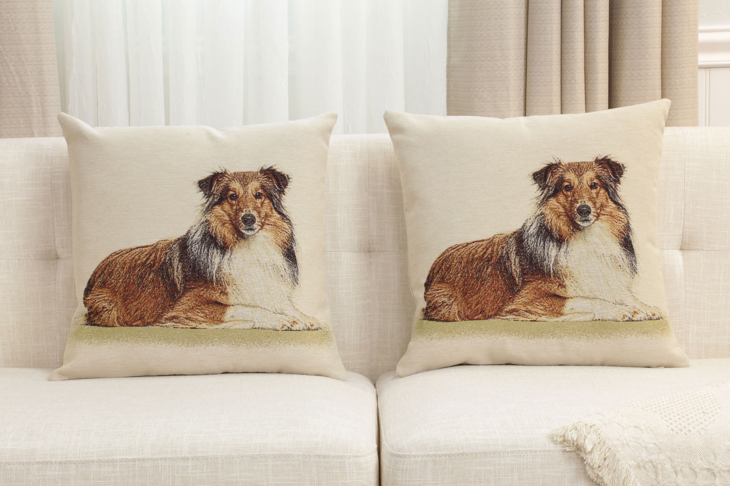 Lassie Tapestry Pillow Cover 18x18 Inch Cotton Jacquard Woven Cushion Cover