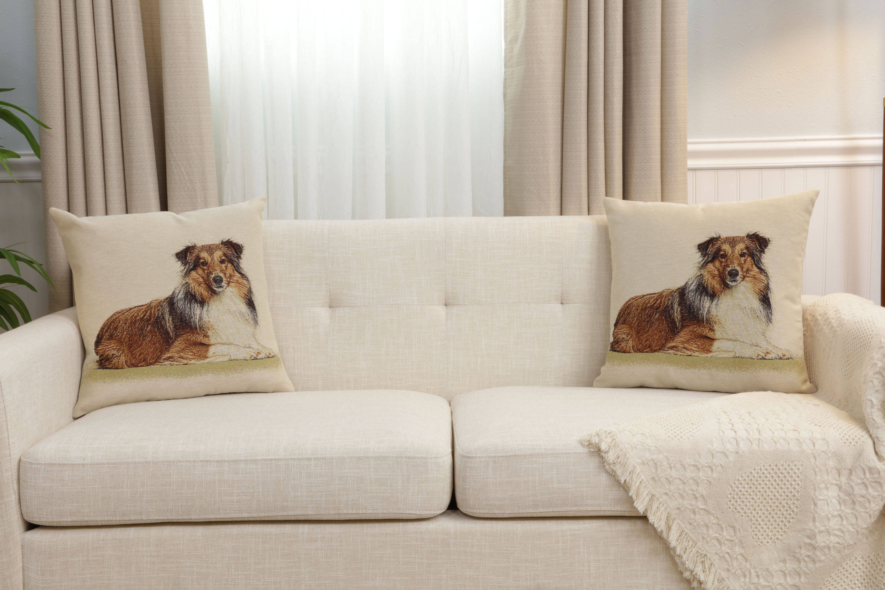 Lassie Tapestry Pillow Cover 18x18 Inch Cotton Jacquard Woven Cushion Cover