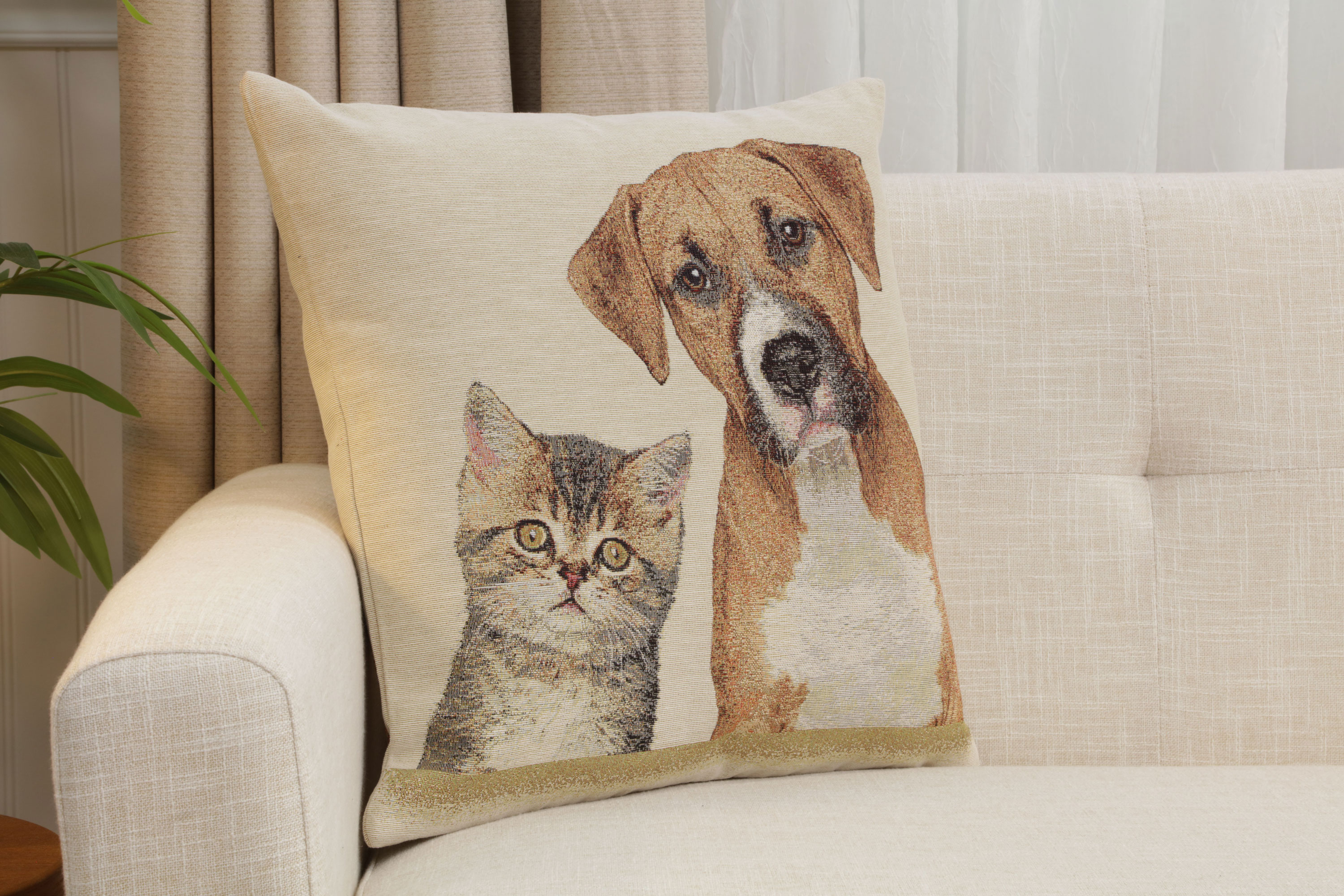 Besties Tapestry Pillow Cover 18x18 Inch Cotton Jacquard Woven Cushion Cover