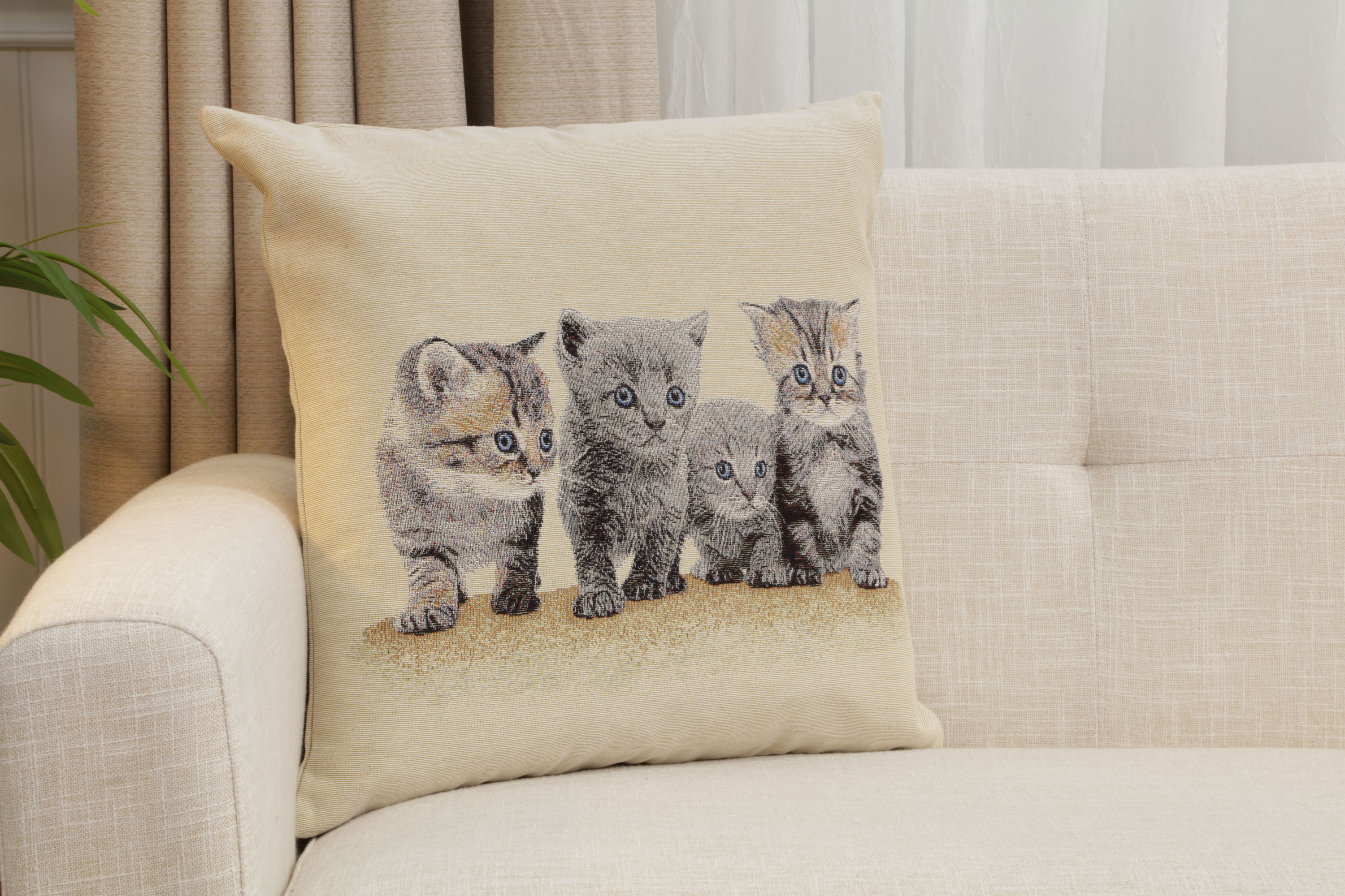 Quartet Tapestry Pillow Cover 18x18 Inch Cotton Jacquard Woven Cushion Cover