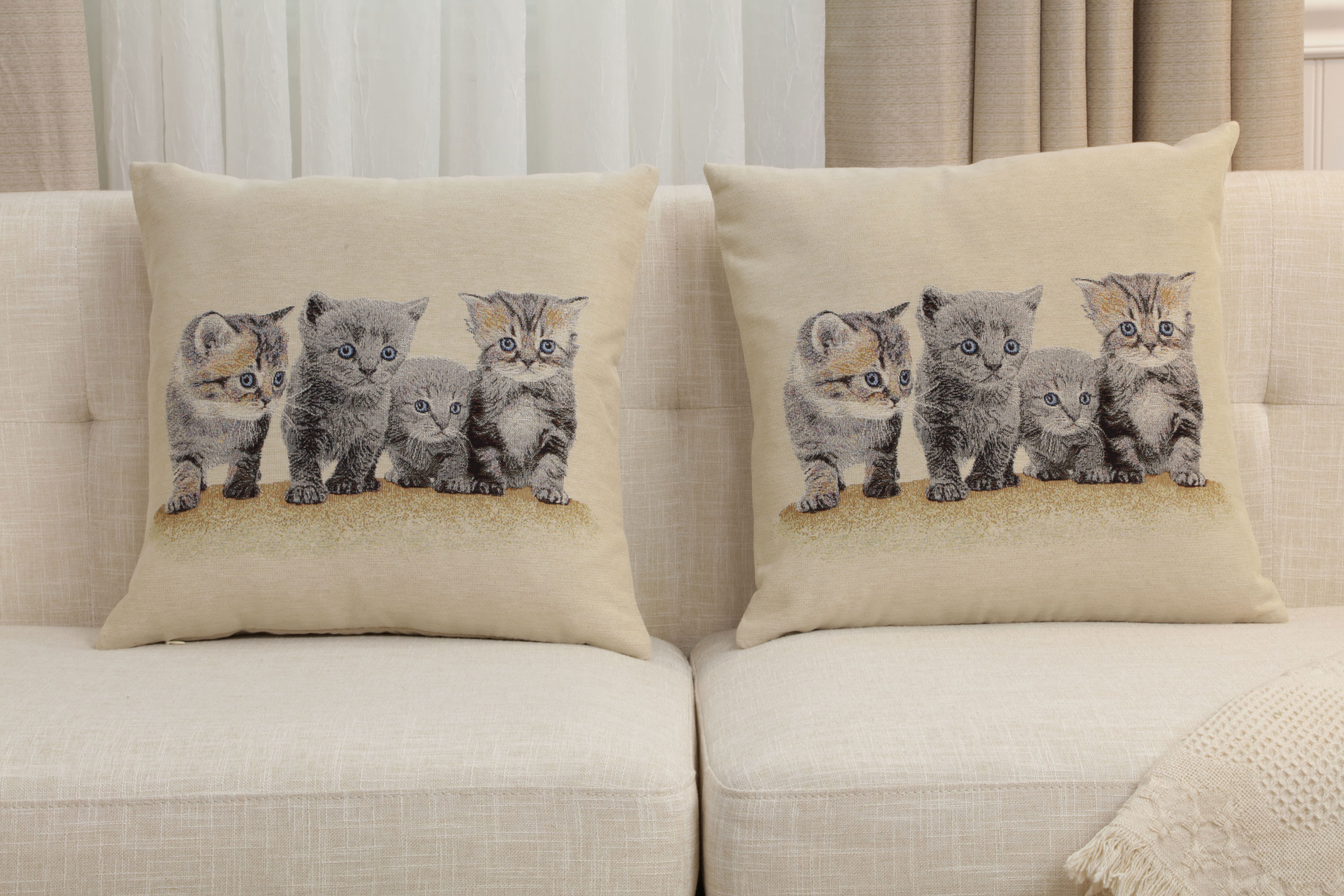 Quartet Tapestry Pillow Cover 18x18 Inch Cotton Jacquard Woven Cushion Cover