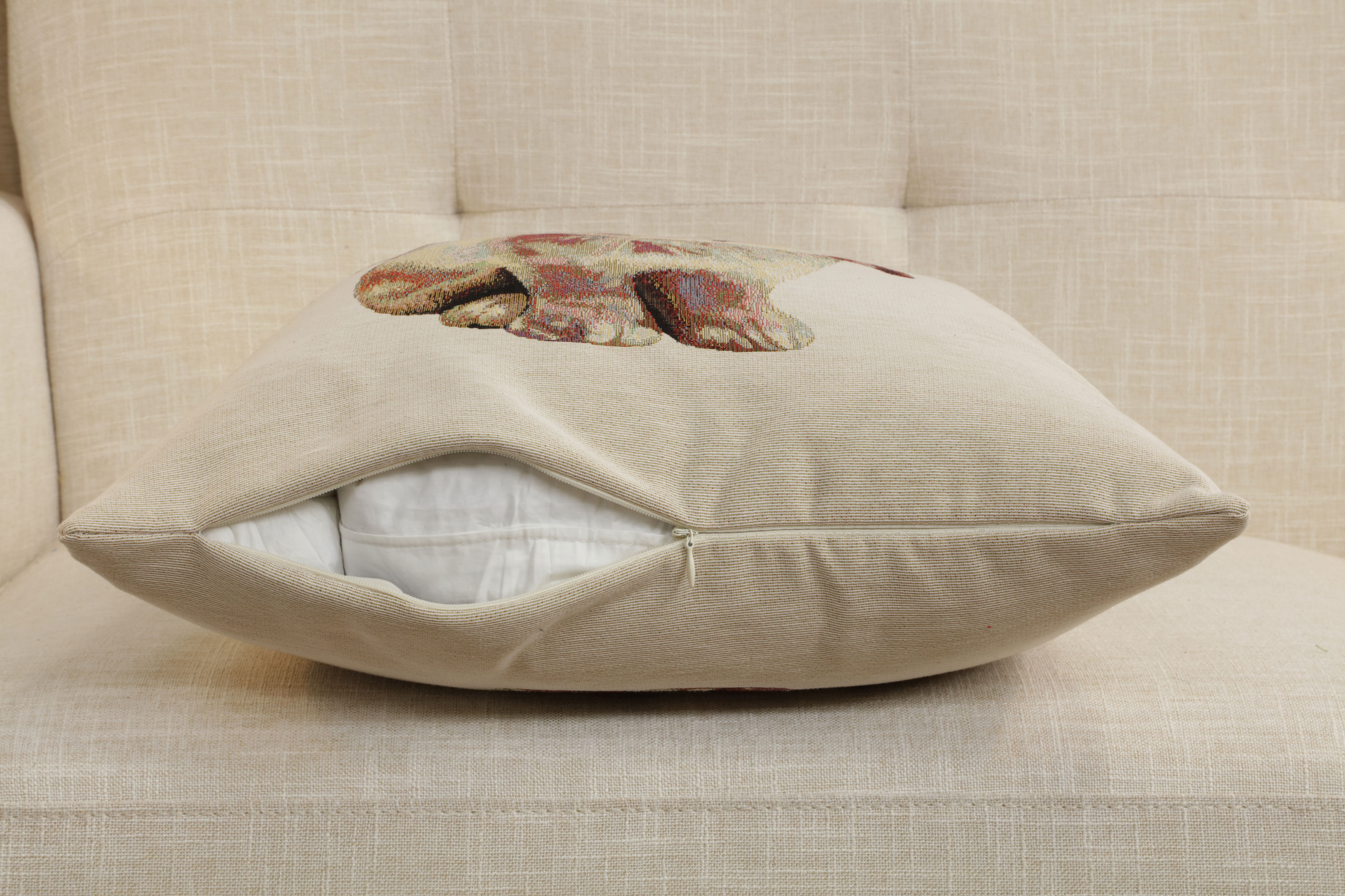 Bunny Tapestry Pillow Cover 18x18 Inch Cotton Jacquard Woven Cushion Cover