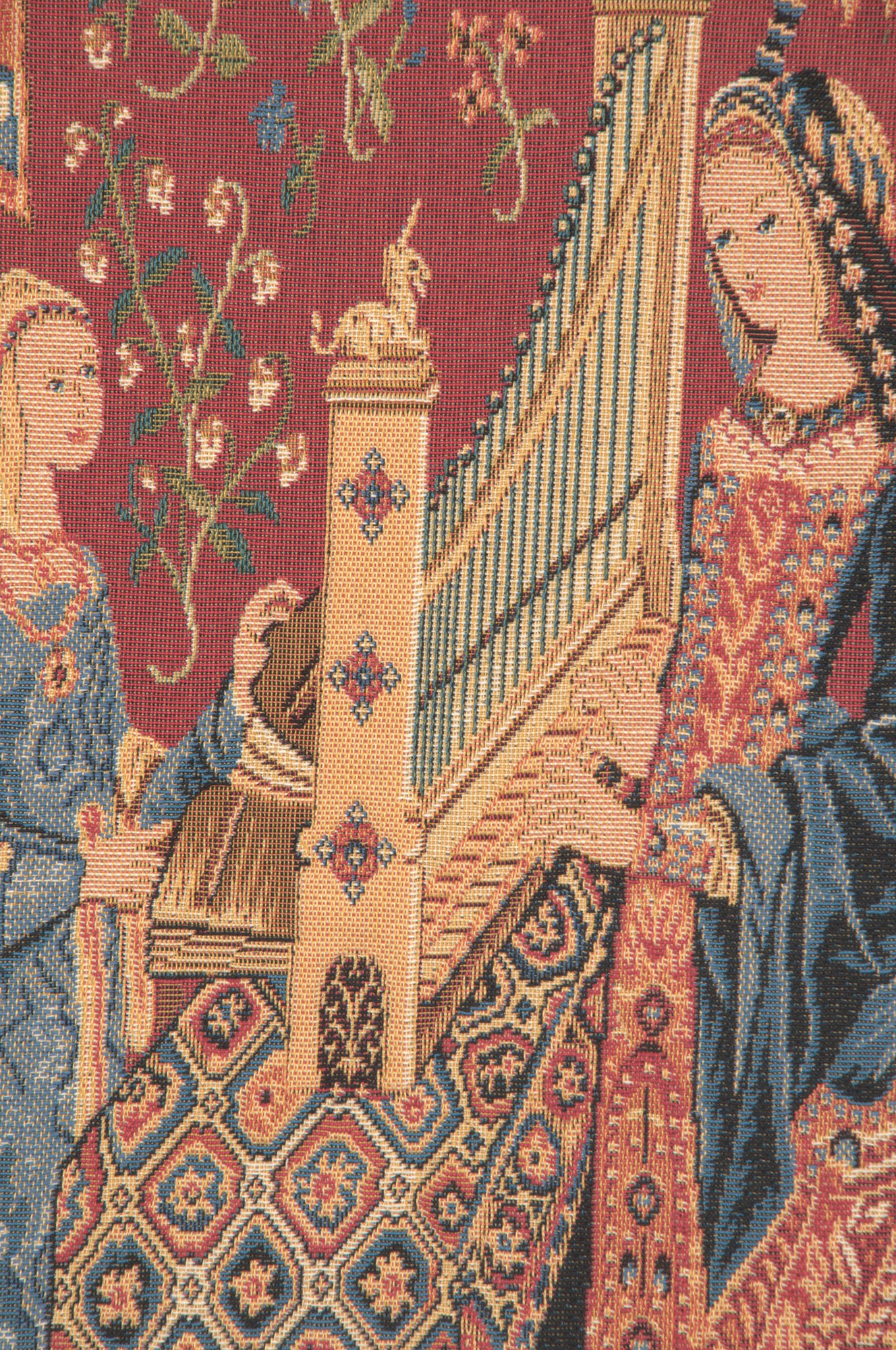 Medieval Vintage Hearing Large Tapestry Pillow Cover 18x18 Inch Cotton Jacquard Woven Cushion Cover