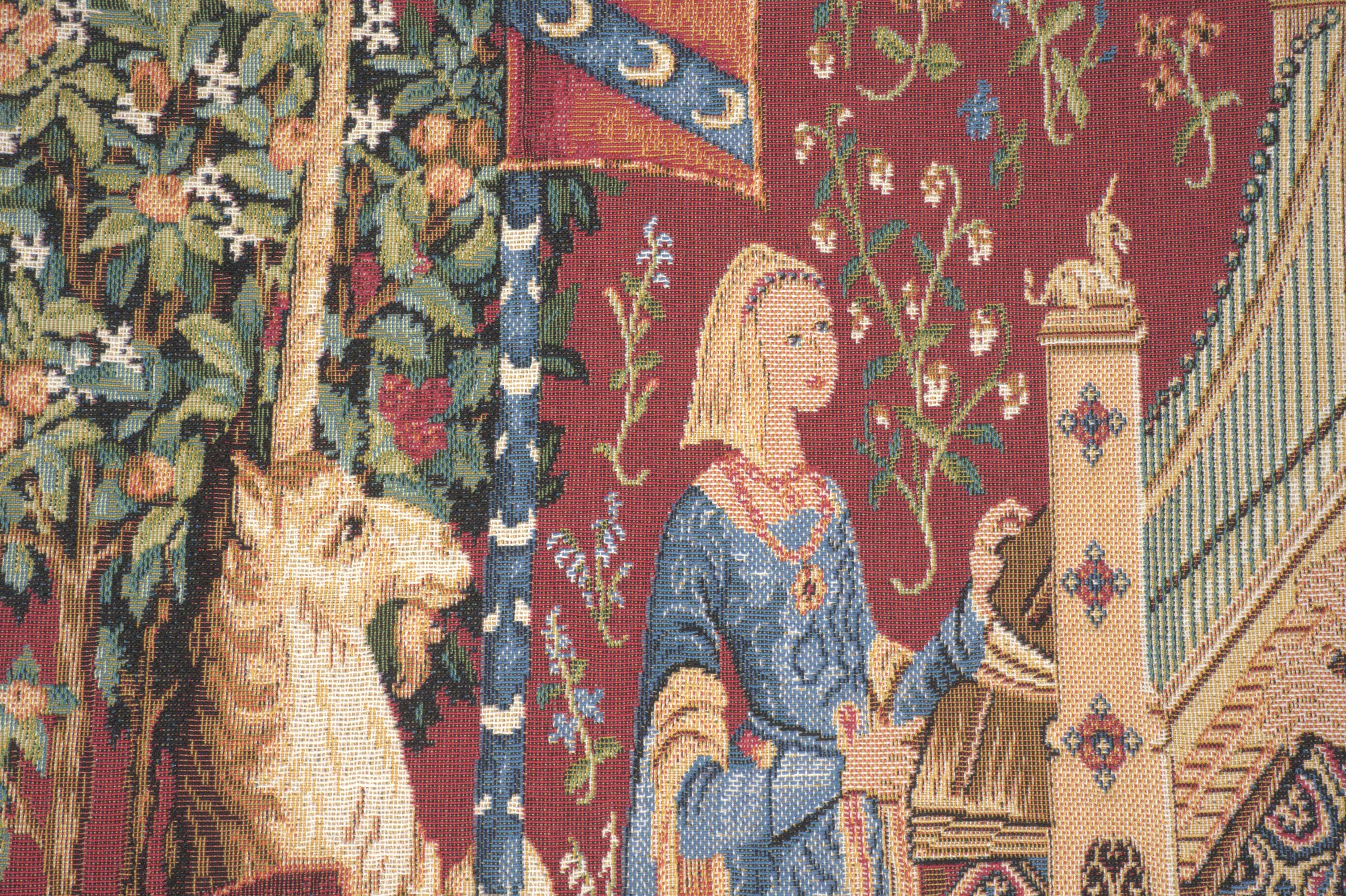 Medieval Vintage Hearing Large Tapestry Pillow Cover 18x18 Inch Cotton Jacquard Woven Cushion Cover