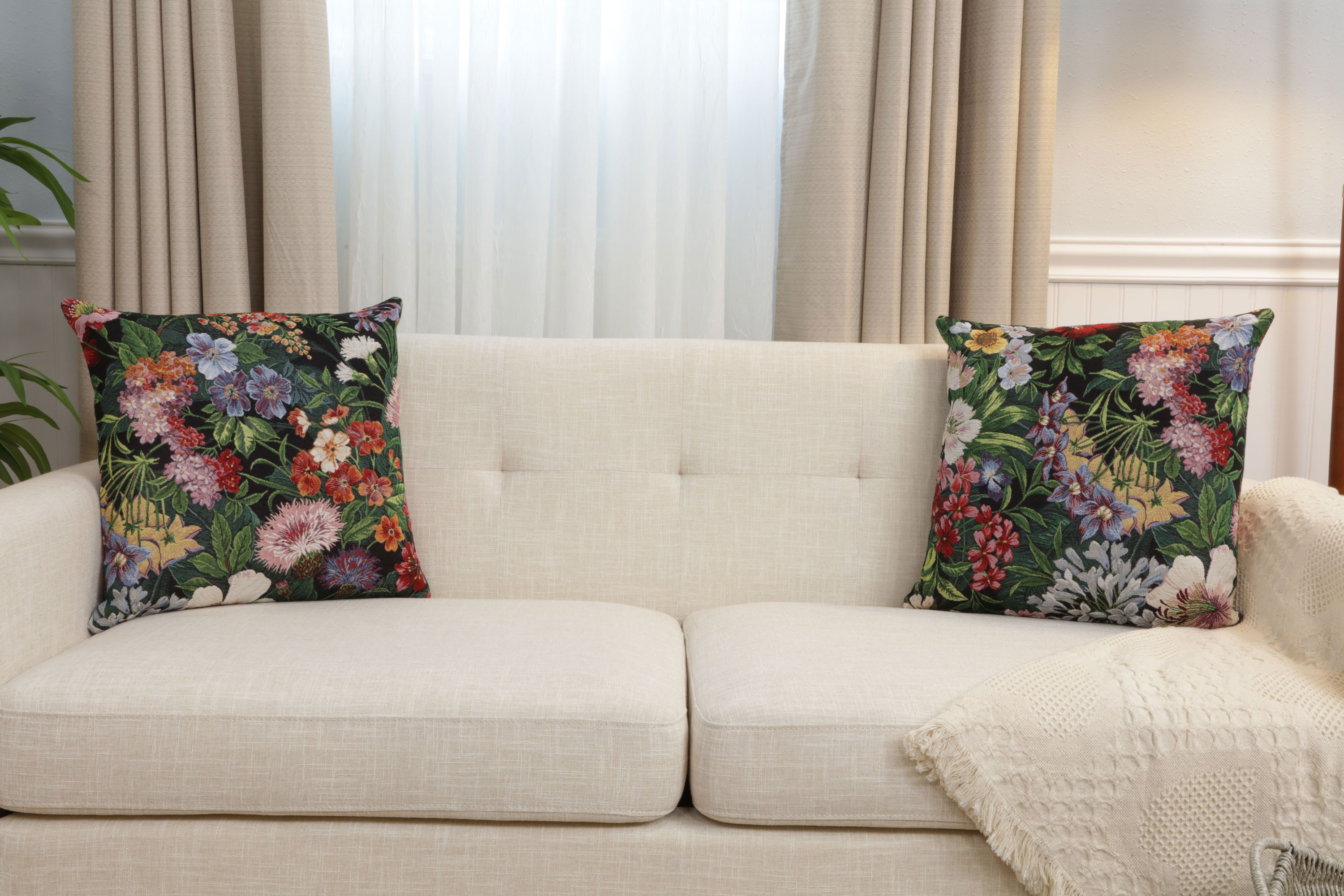 William Morris Lakme Tapestry Pillow Cover 18x18 Inch Cotton Jacquard Woven Cushion Cover