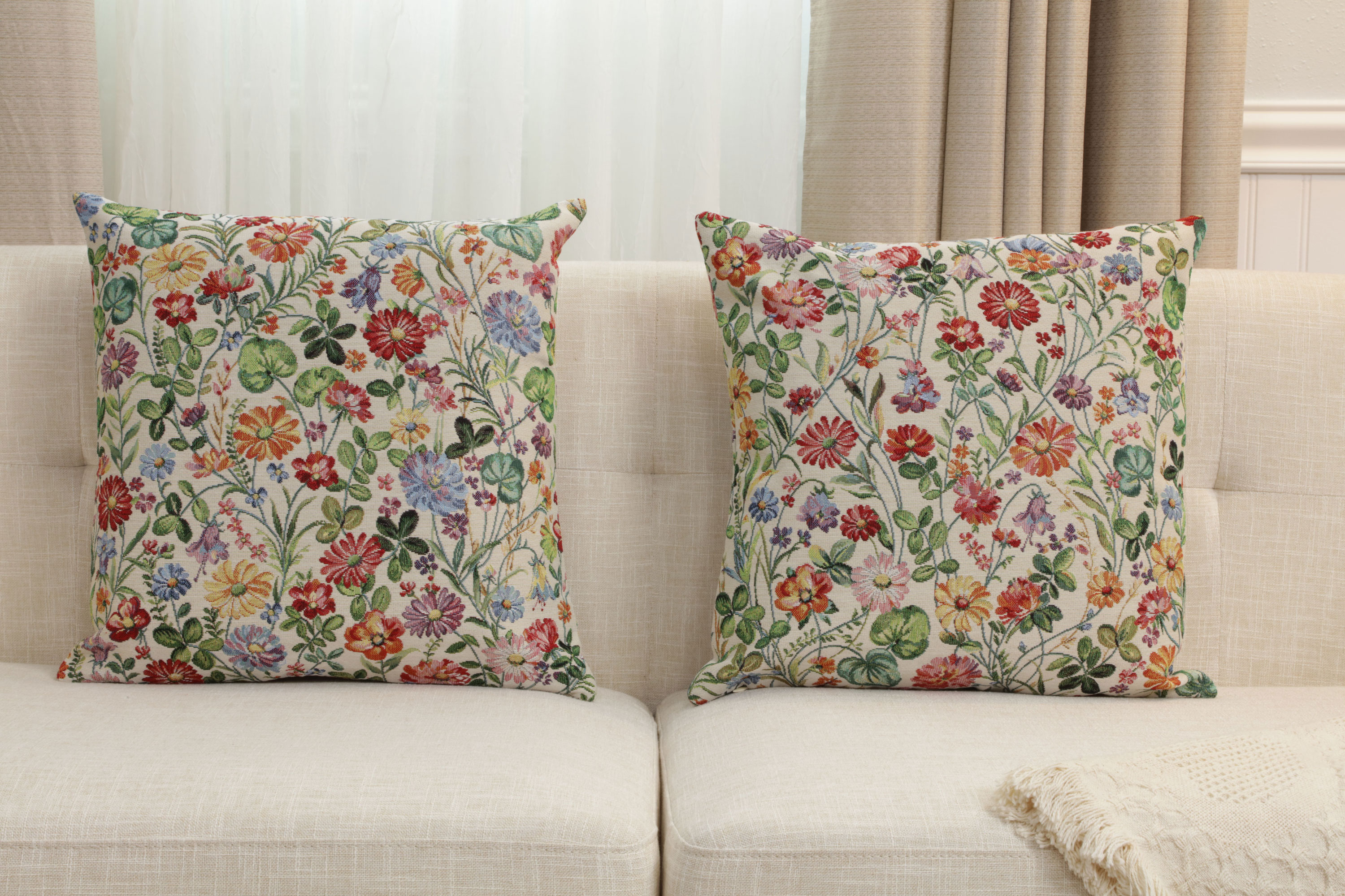 William Morris Serafina Tapestry Pillow Cover 18x18 Inch Cotton Jacquard Woven Cushion Cover