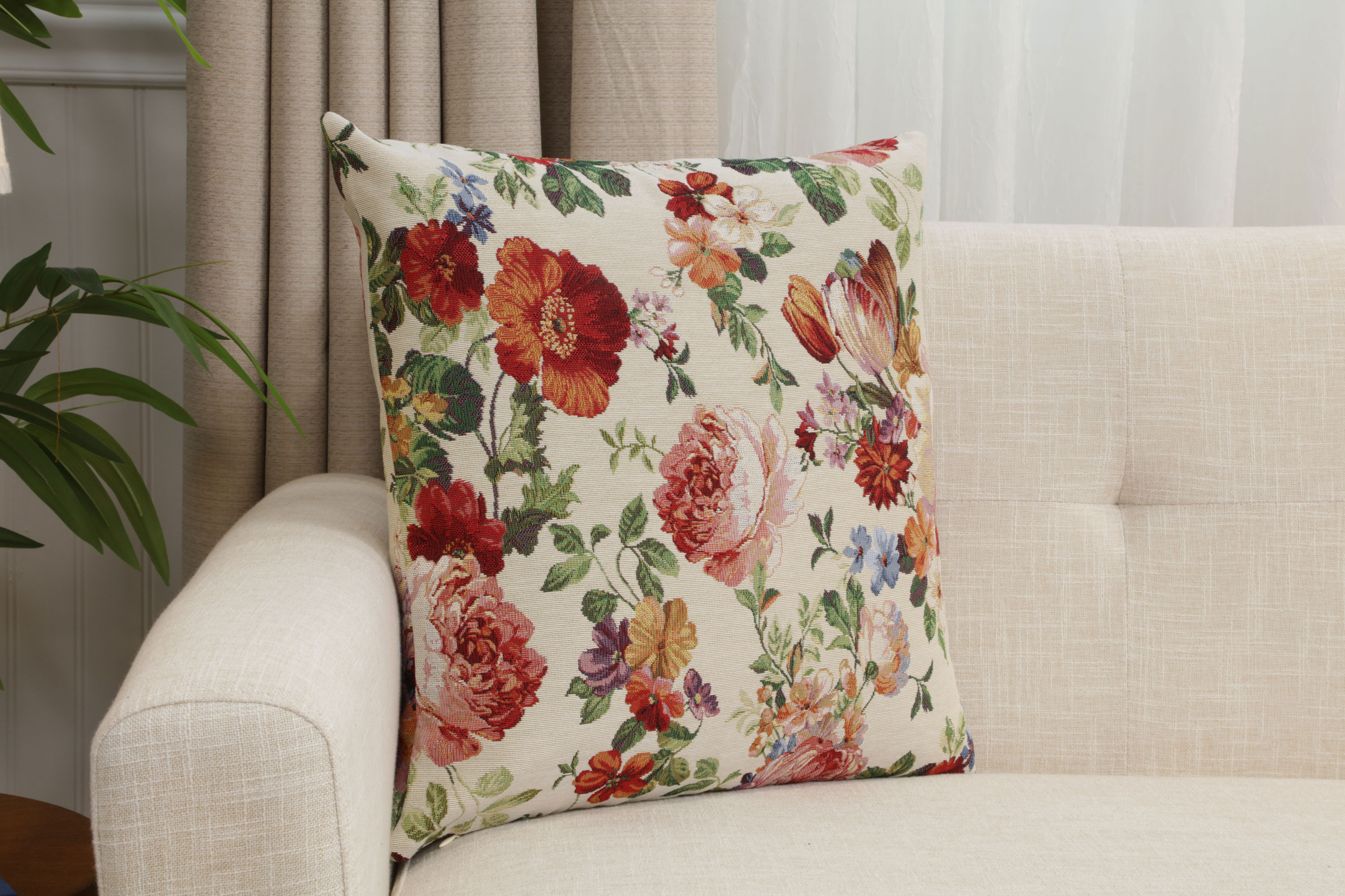 William Morris Spring Garden Tapestry Pillow Cover 18x18 Inch Cotton Jacquard Woven Cushion Cover