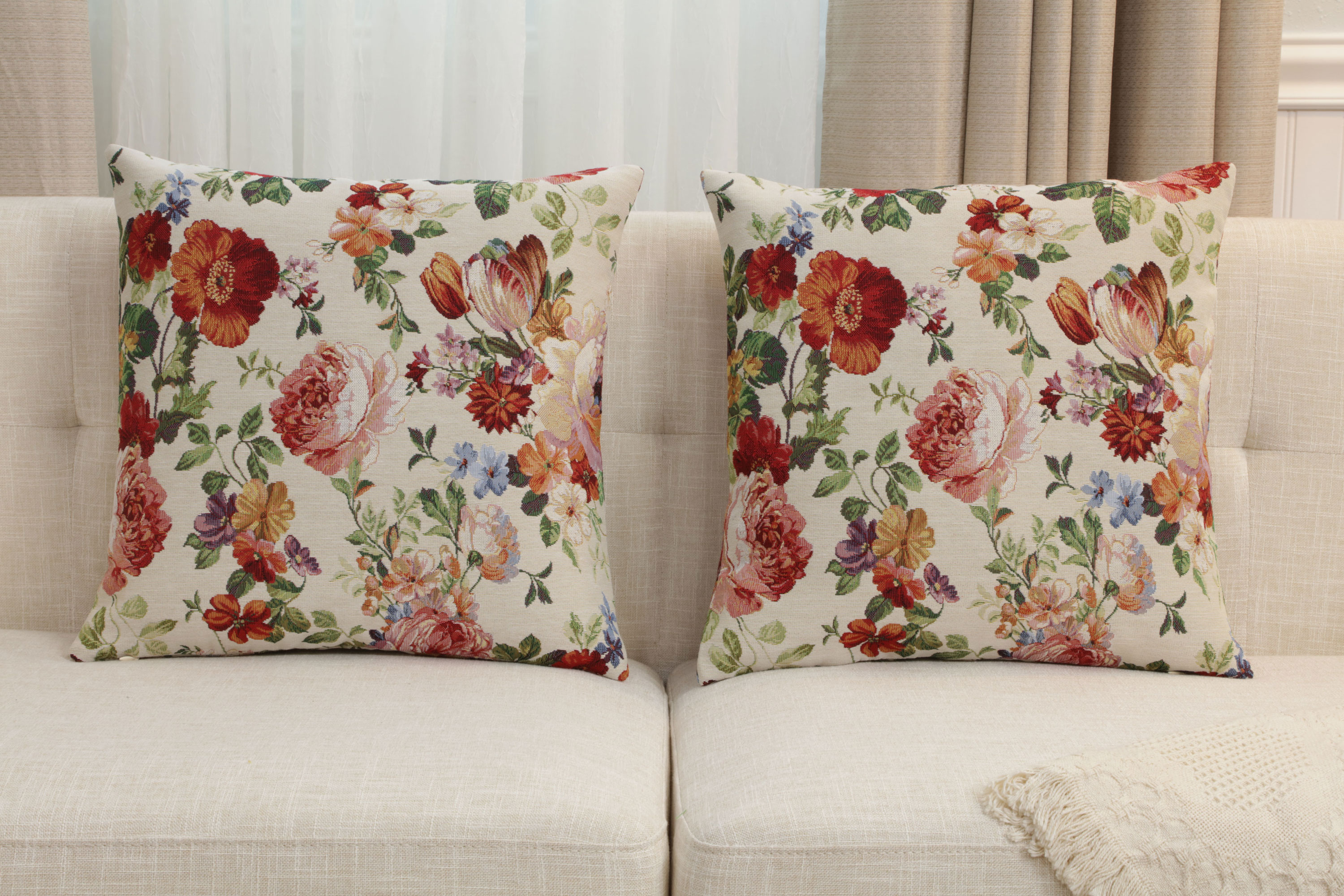 William Morris Spring Garden Tapestry Pillow Cover 18x18 Inch Cotton Jacquard Woven Cushion Cover