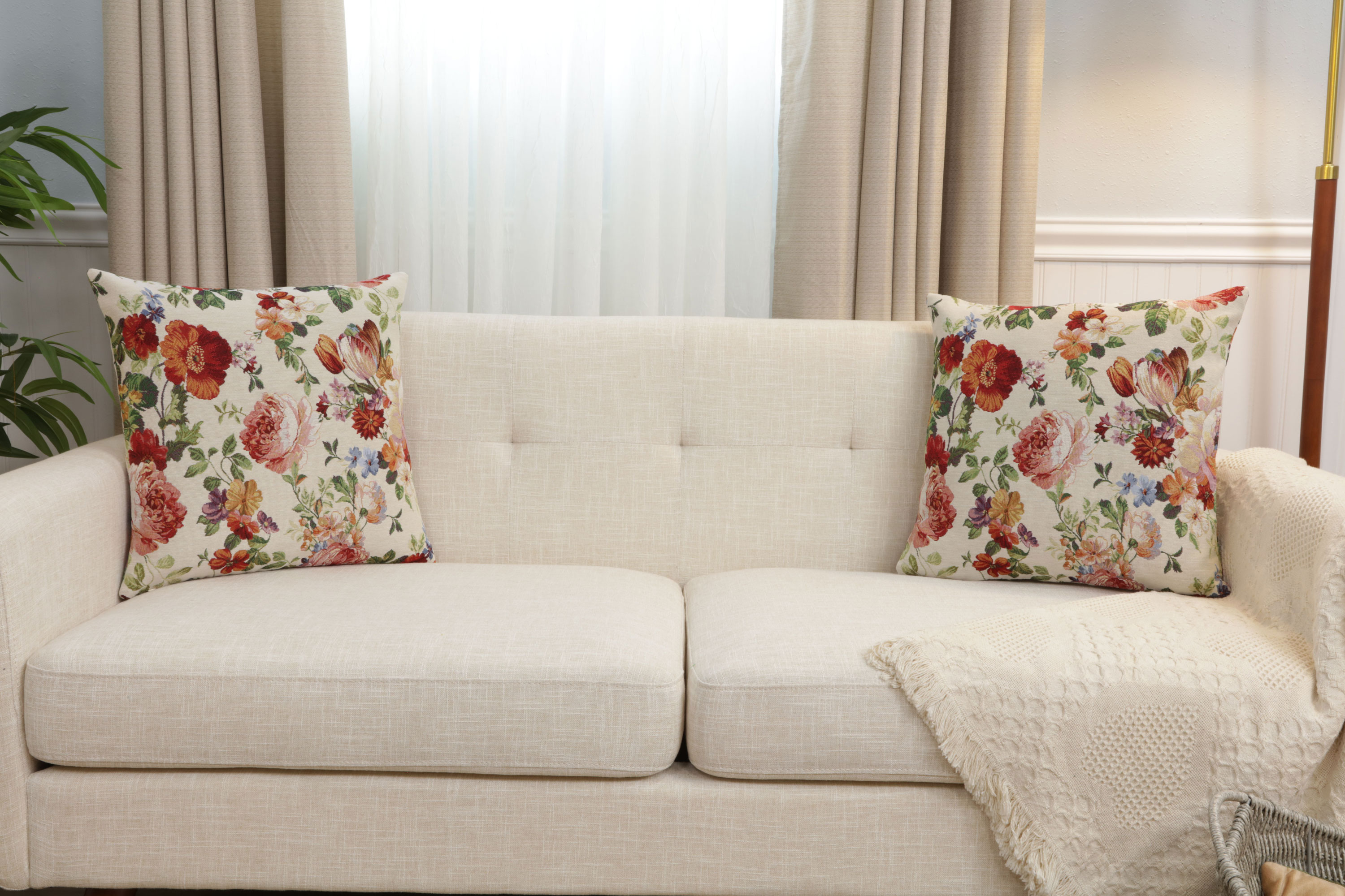William Morris Spring Garden Tapestry Pillow Cover 18x18 Inch Cotton Jacquard Woven Cushion Cover