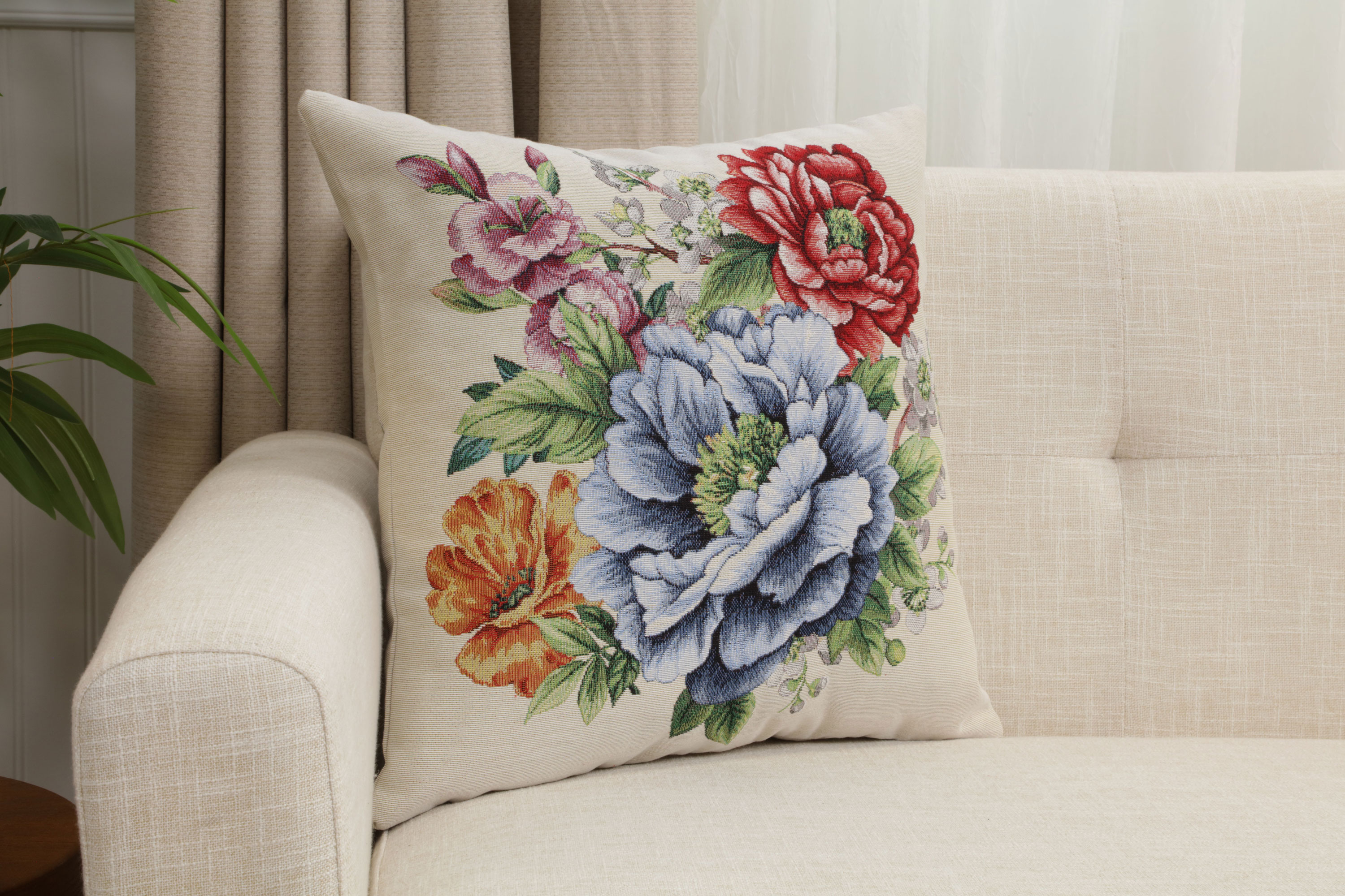 William Morris Florida Tapestry Pillow Cover 18x18 Inch Cotton Jacquard Woven Cushion Cover
