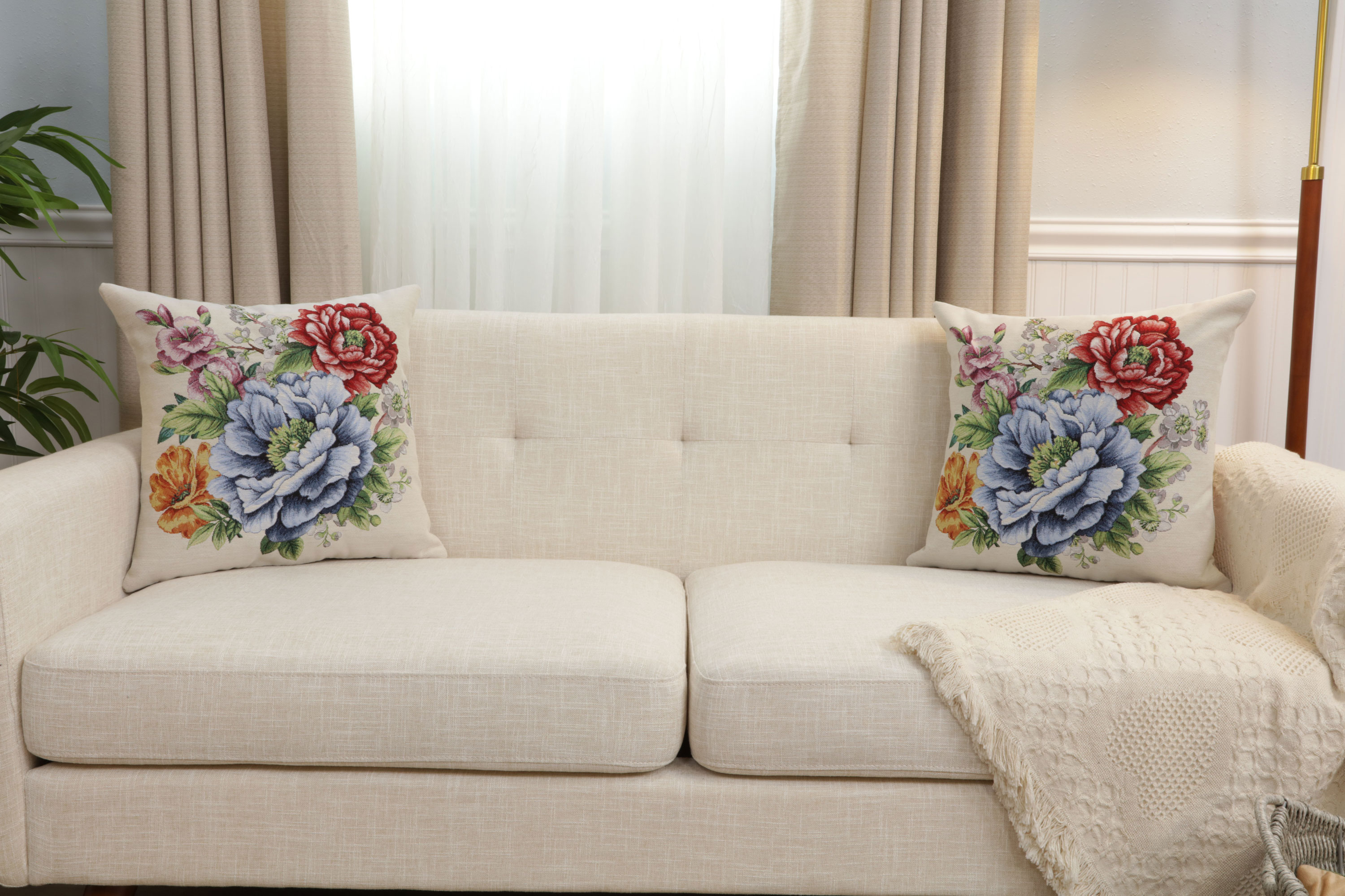 William Morris Florida Tapestry Pillow Cover 18x18 Inch Cotton Jacquard Woven Cushion Cover