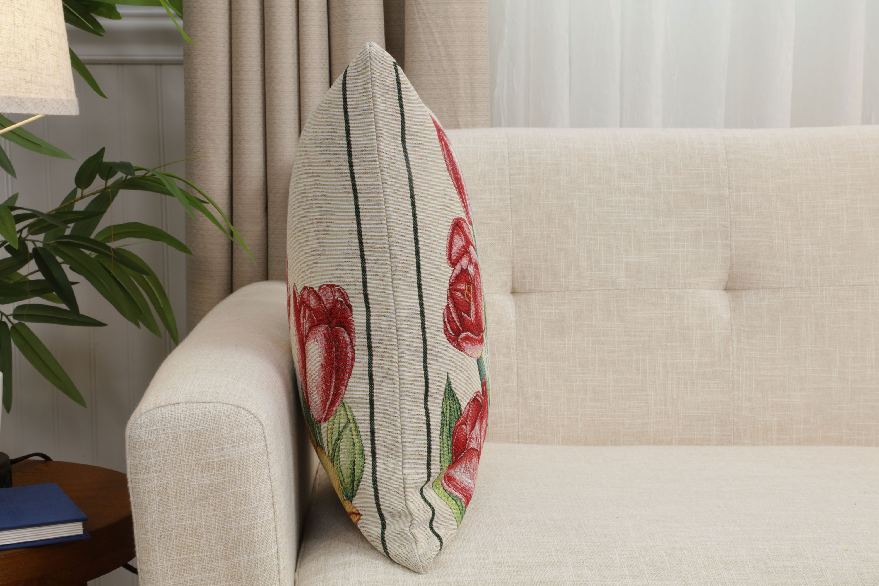 William Morris Lady Tulip Tapestry Pillow Cover 18x18 Inch Cotton Jacquard Woven Cushion Cover