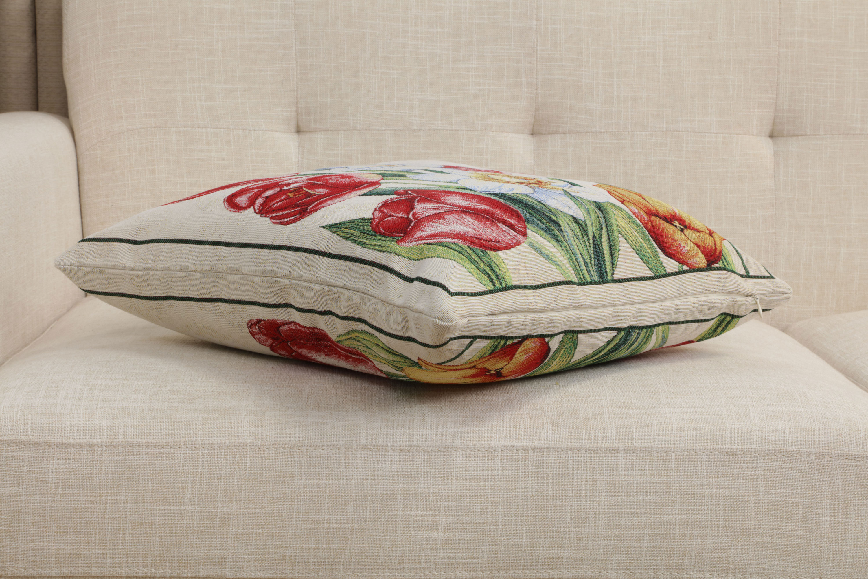 William Morris Lady Tulip Tapestry Pillow Cover 18x18 Inch Cotton Jacquard Woven Cushion Cover