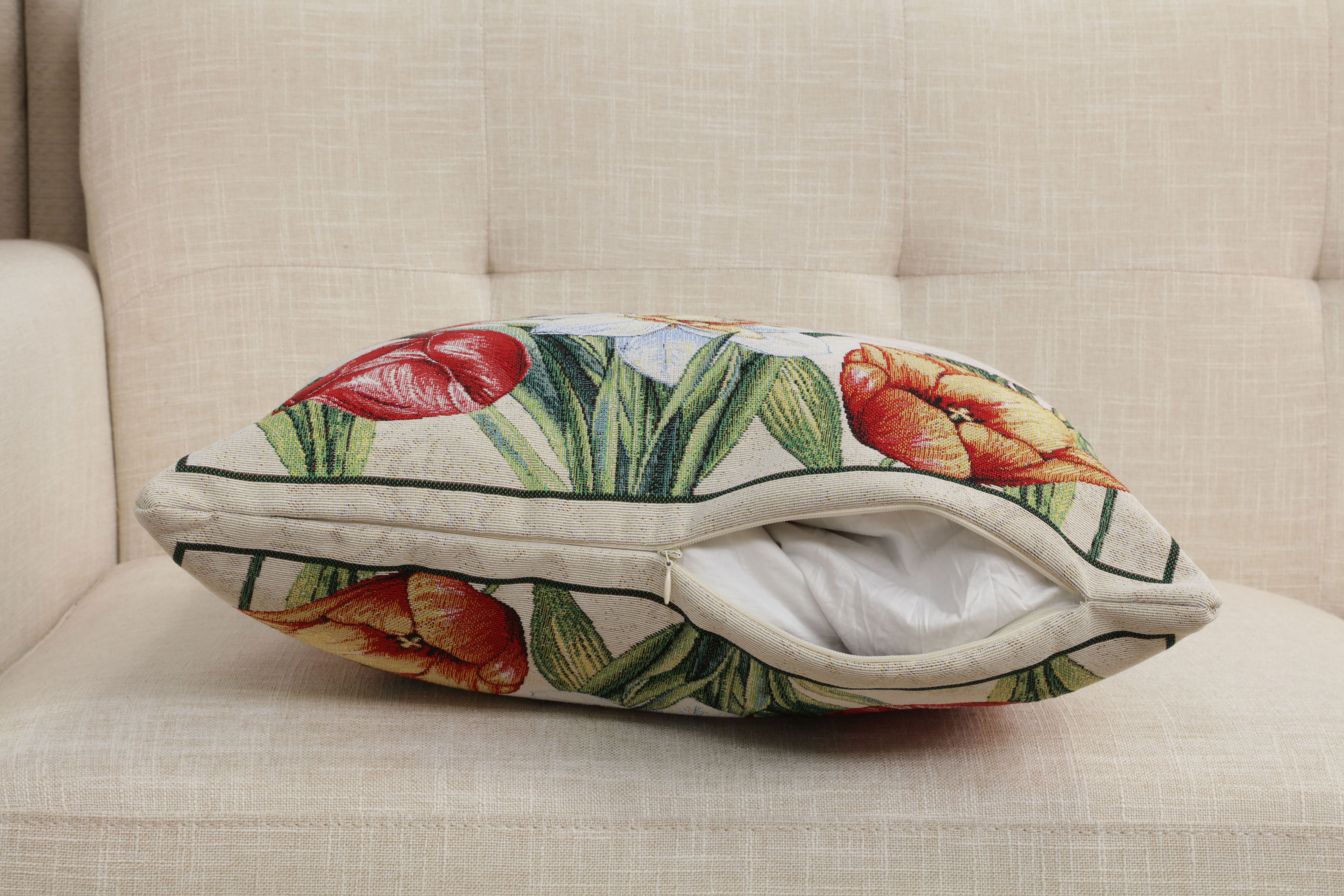 William Morris Lady Tulip Tapestry Pillow Cover 18x18 Inch Cotton Jacquard Woven Cushion Cover