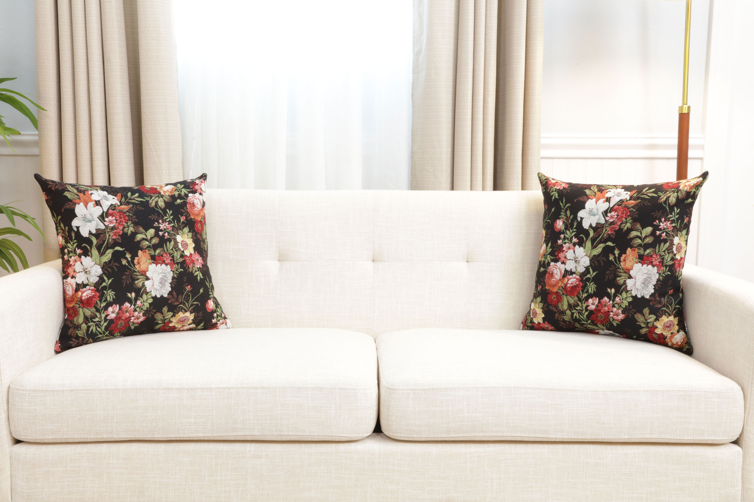 Floral Blossom Tapestry Pillow Cover 18x18 Inch Cotton Jacquard Woven Cushion Cover