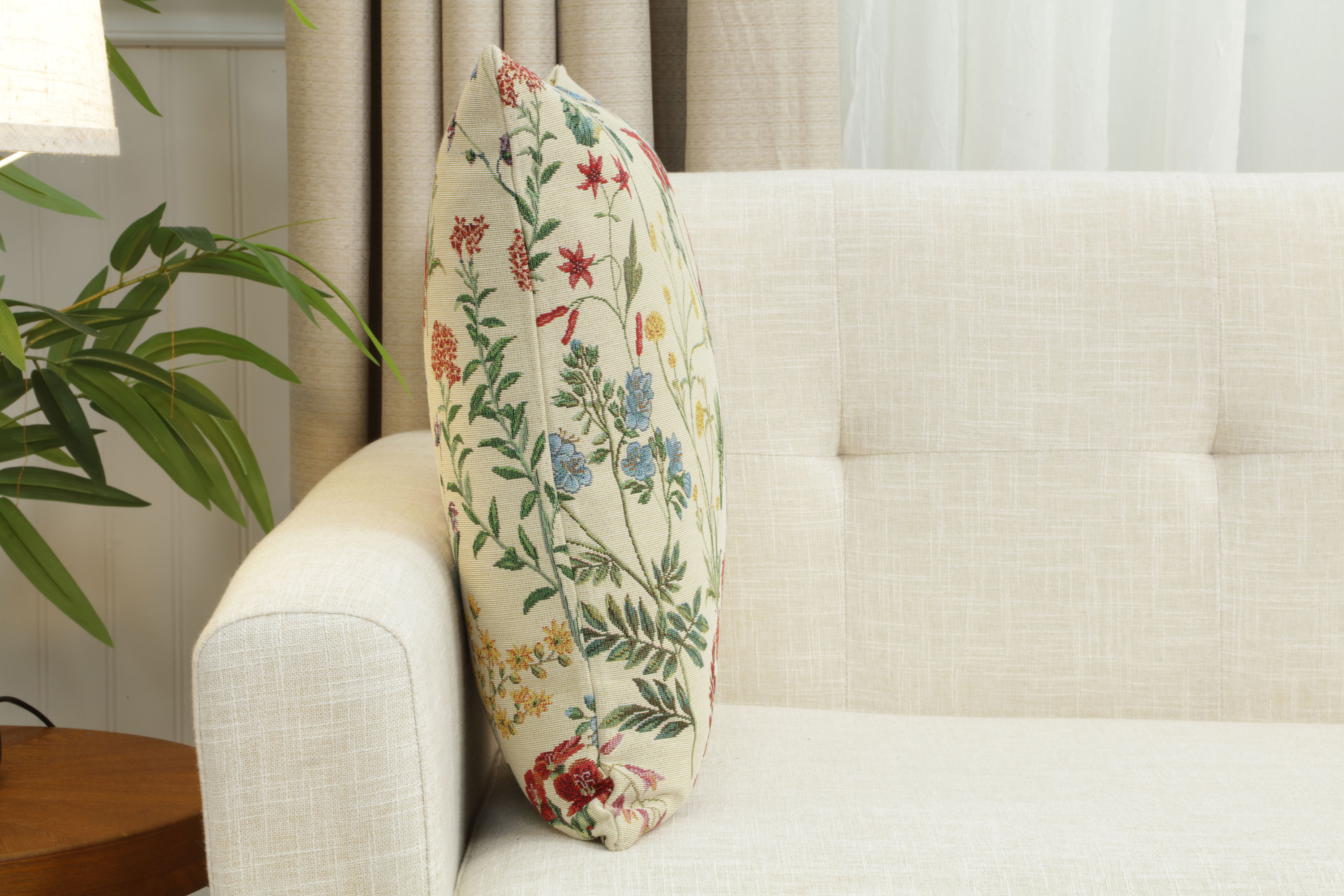 Floral Gabi Tapestry Pillow Cover 18x18 Inch Cotton Jacquard Woven Cushion Cover