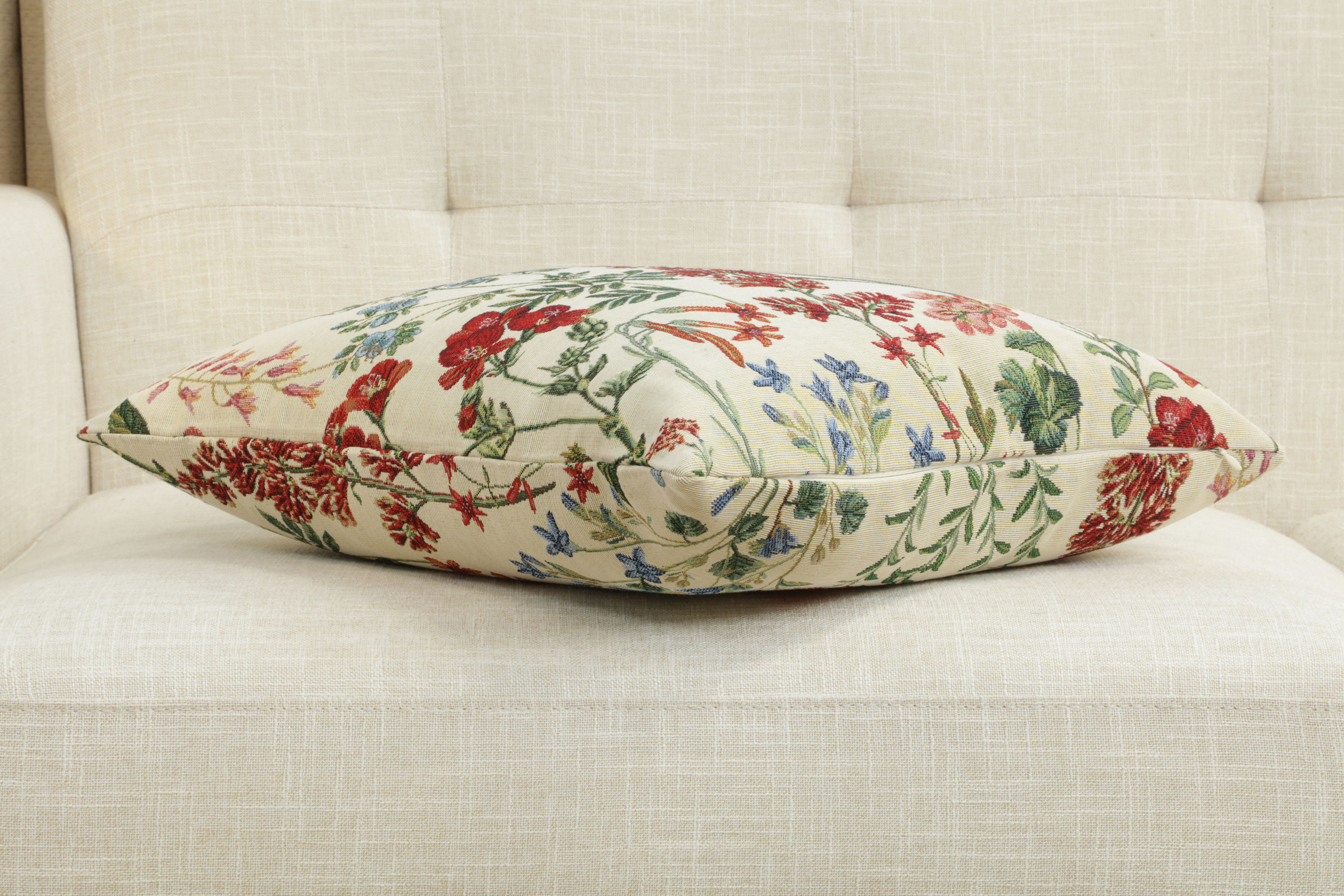 Floral Gabi Tapestry Pillow Cover 18x18 Inch Cotton Jacquard Woven Cushion Cover