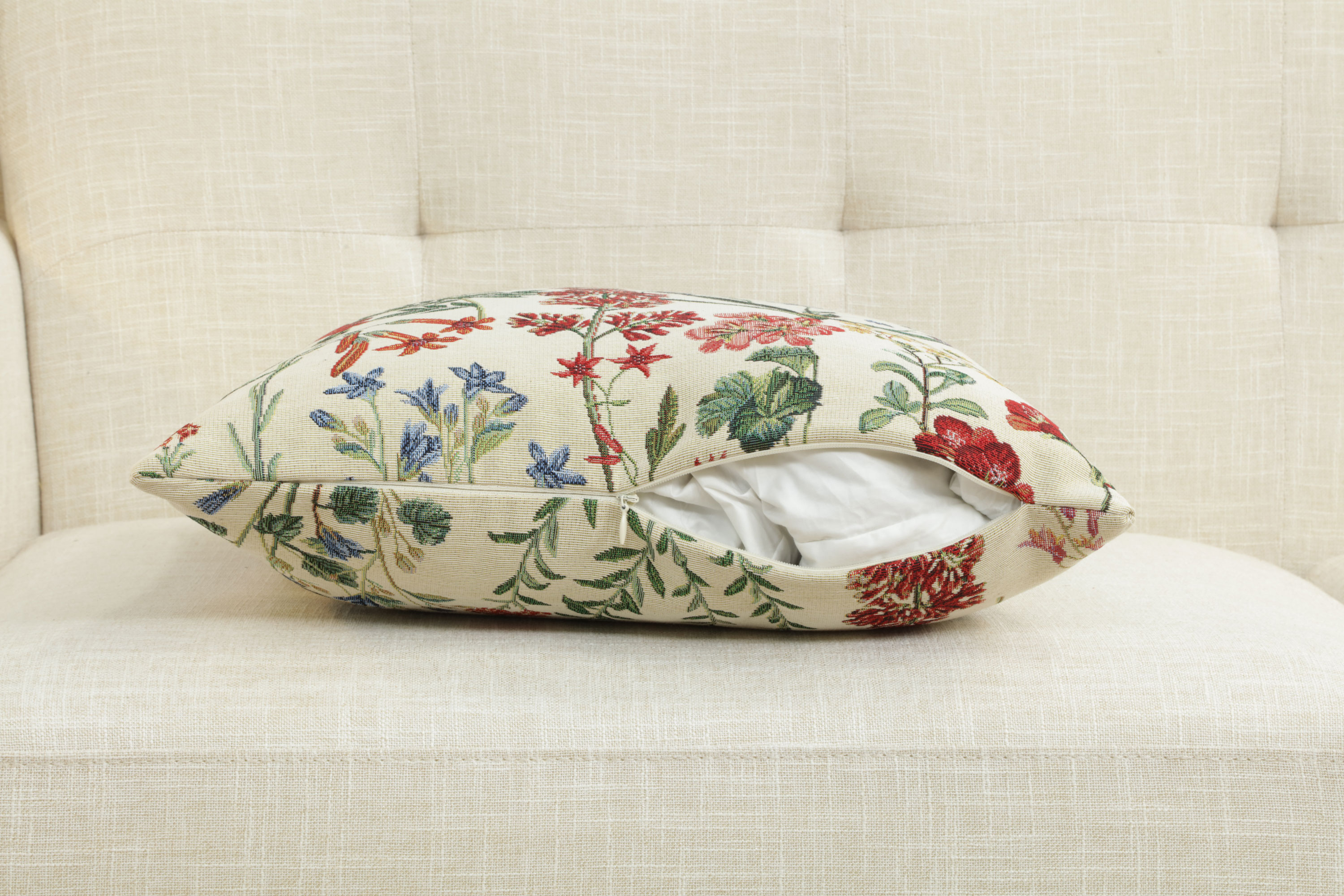 Floral Gabi Tapestry Pillow Cover 18x18 Inch Cotton Jacquard Woven Cushion Cover
