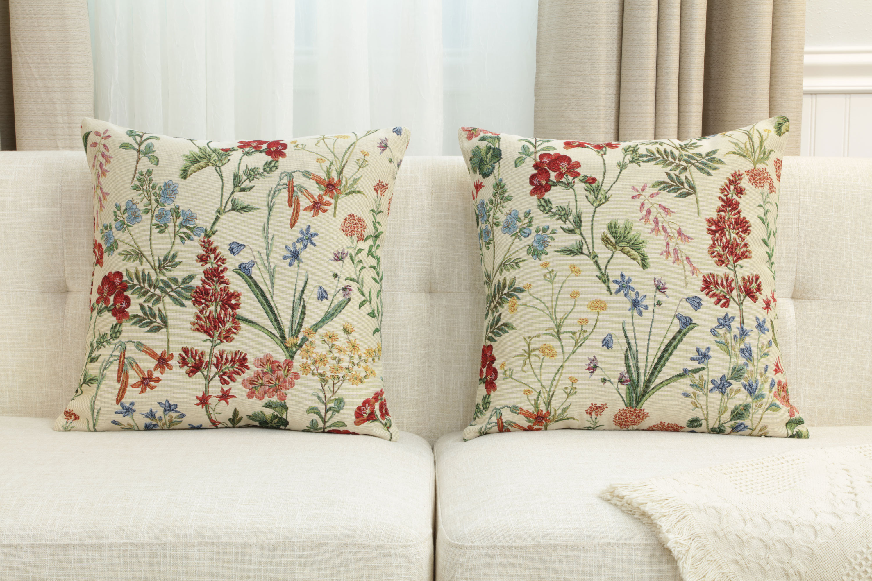 Floral Gabi Tapestry Pillow Cover 18x18 Inch Cotton Jacquard Woven Cushion Cover