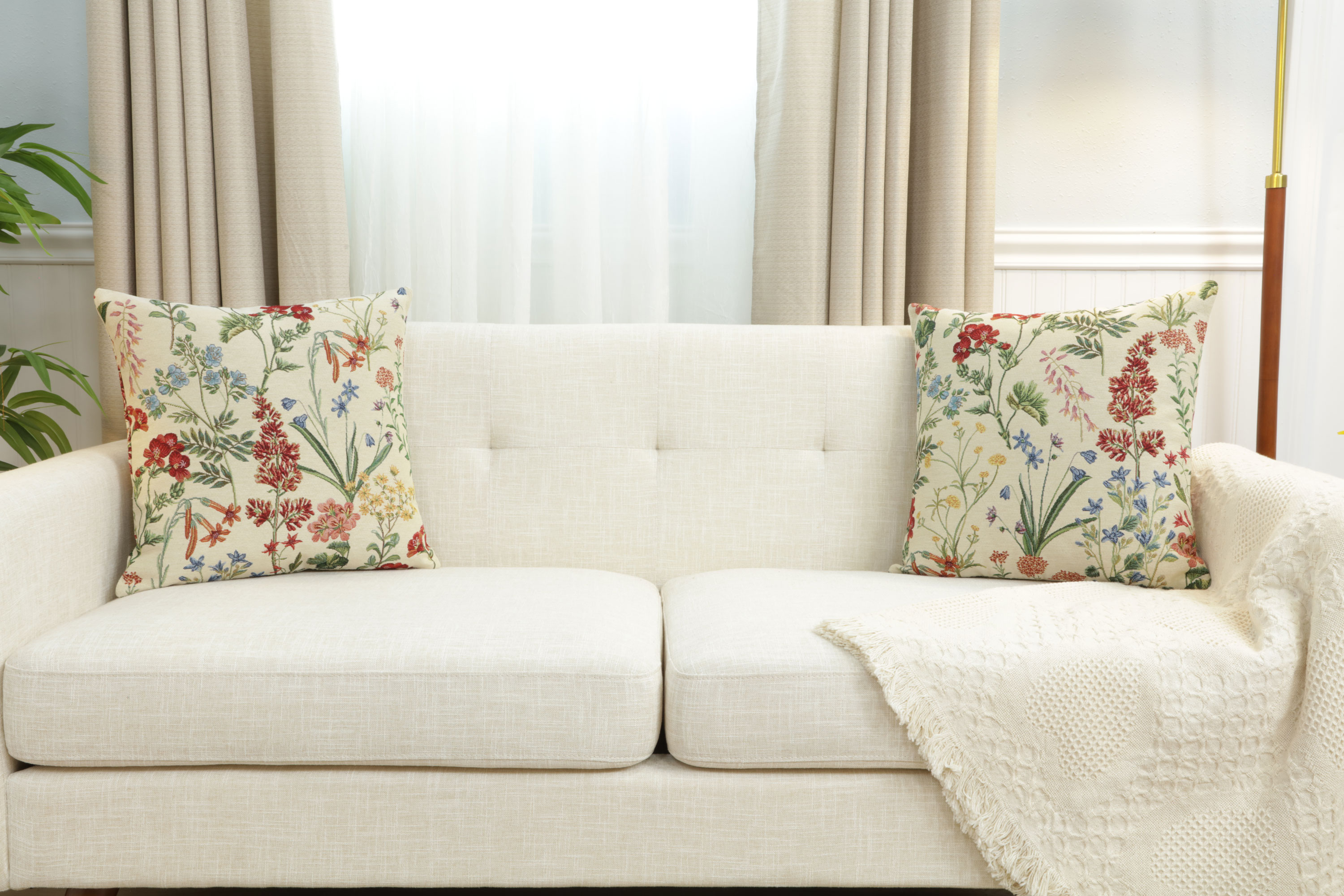 Floral Gabi Tapestry Pillow Cover 18x18 Inch Cotton Jacquard Woven Cushion Cover