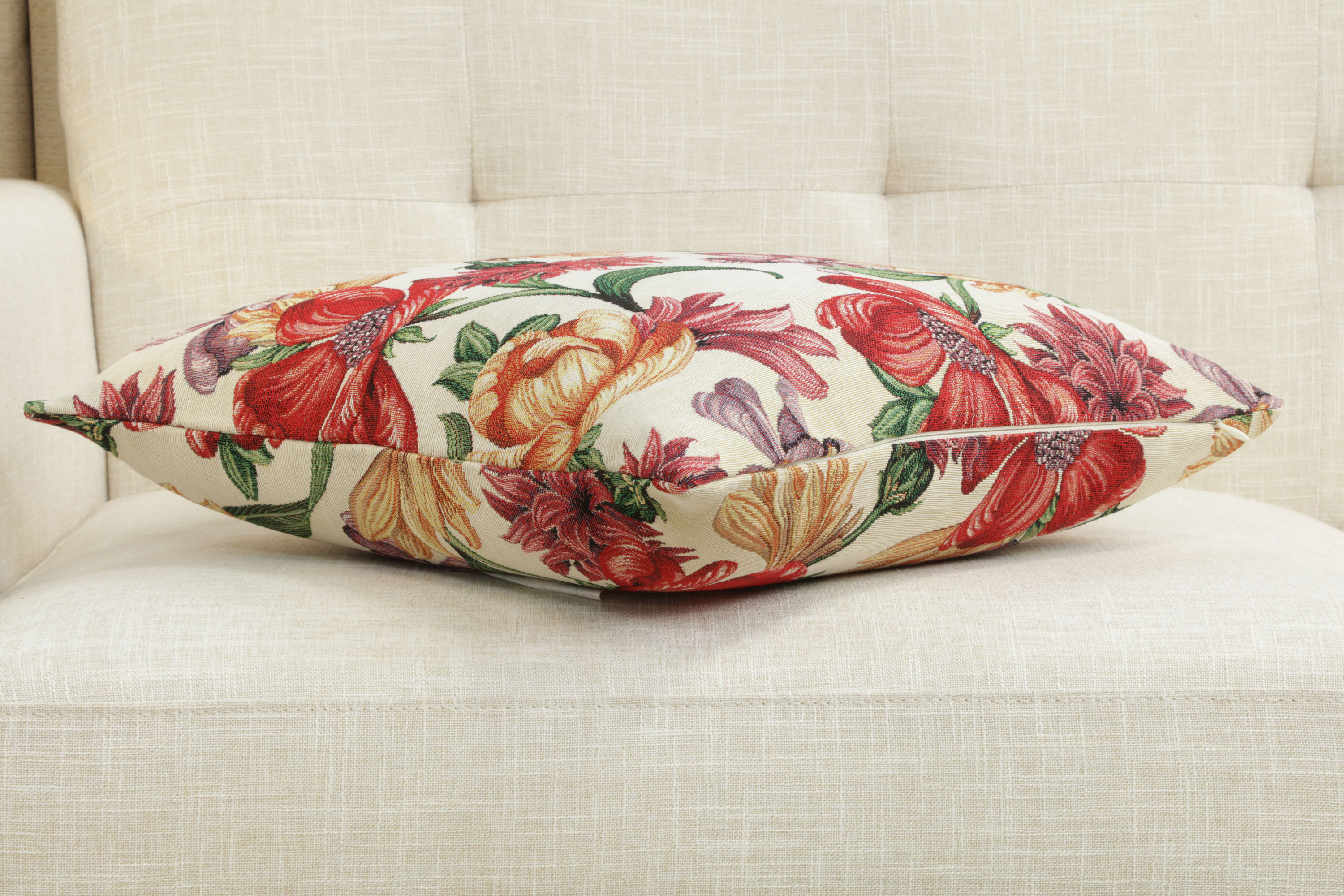 Floral Iris Blossoms Tapestry Pillow Cover 18x18 Inch Cotton Jacquard Woven Cushion Cover
