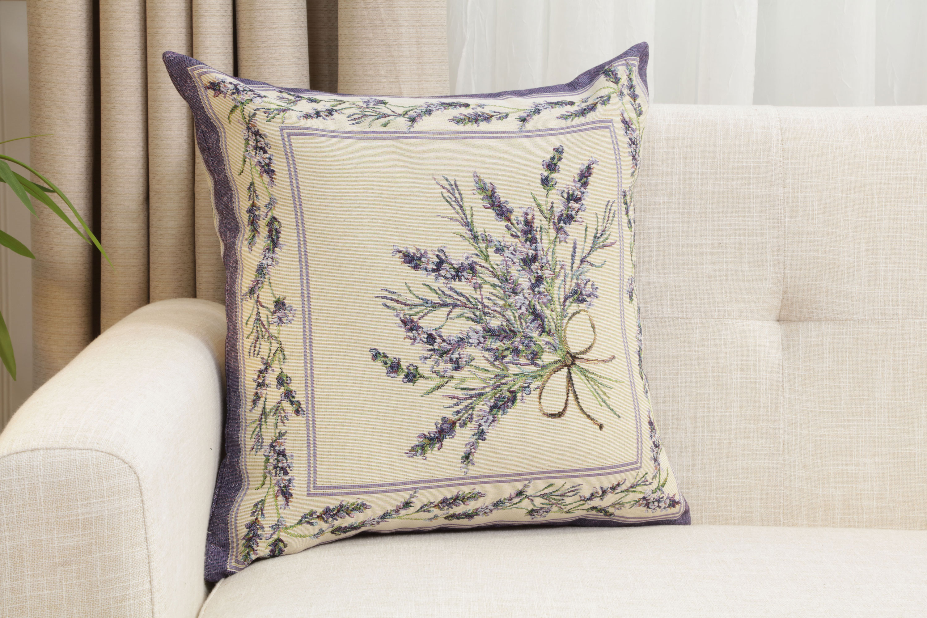 Nardus Bouquet Floral Tapestry Pillow Cover 18x18 Inch Cotton Jacquard Woven Cushion Cover