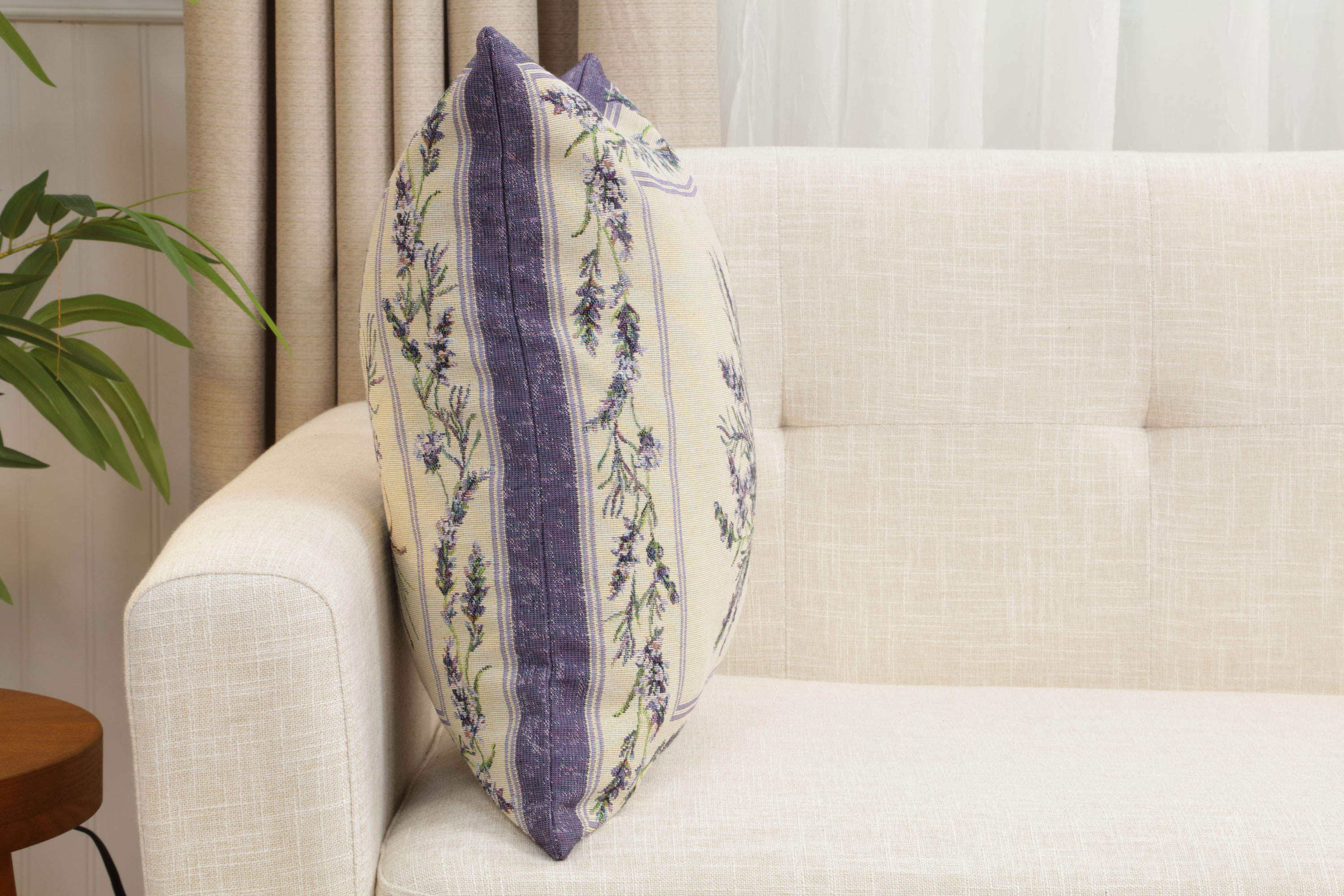 Nardus Bouquet Floral Tapestry Pillow Cover 18x18 Inch Cotton Jacquard Woven Cushion Cover