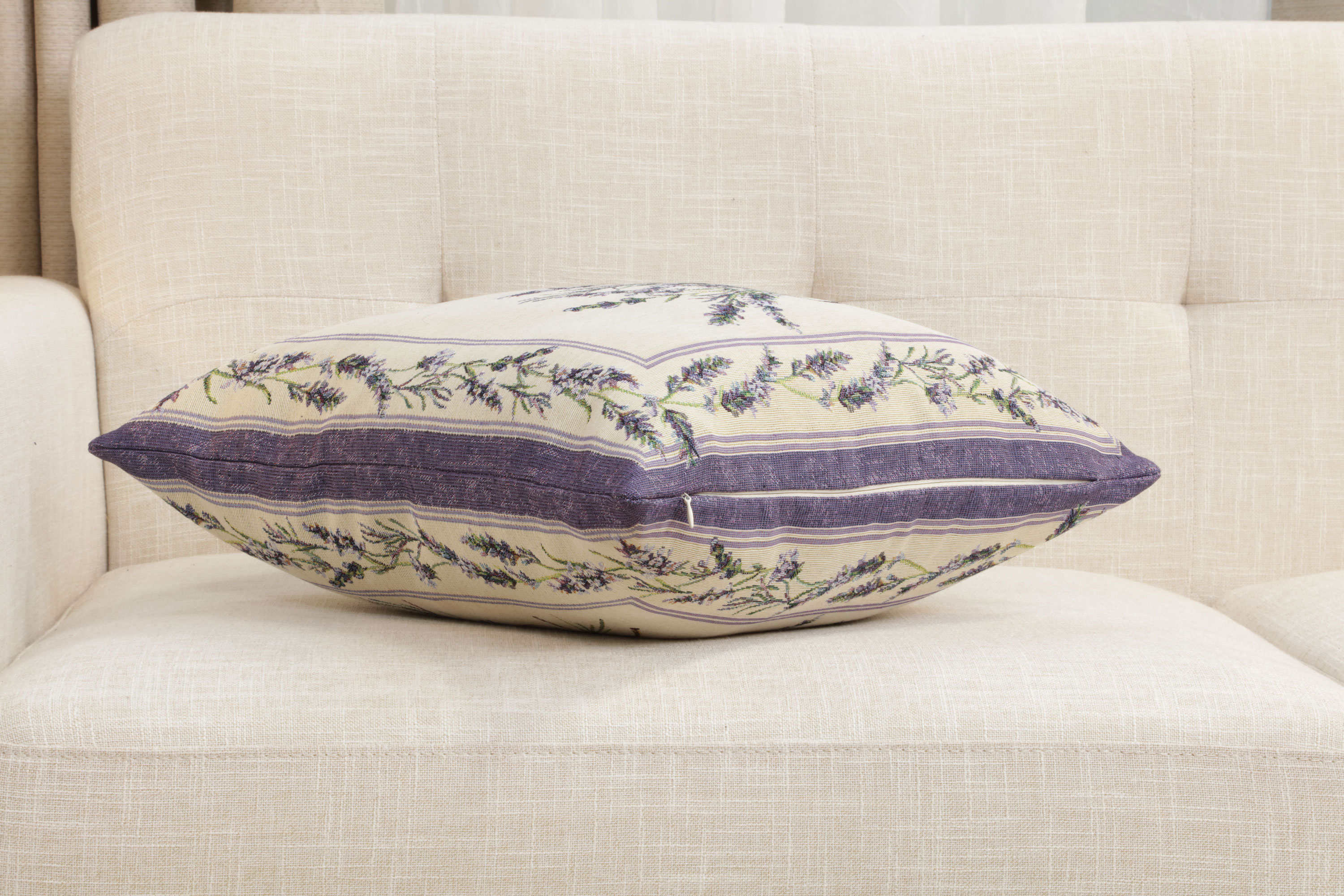 Nardus Bouquet Floral Tapestry Pillow Cover 18x18 Inch Cotton Jacquard Woven Cushion Cover