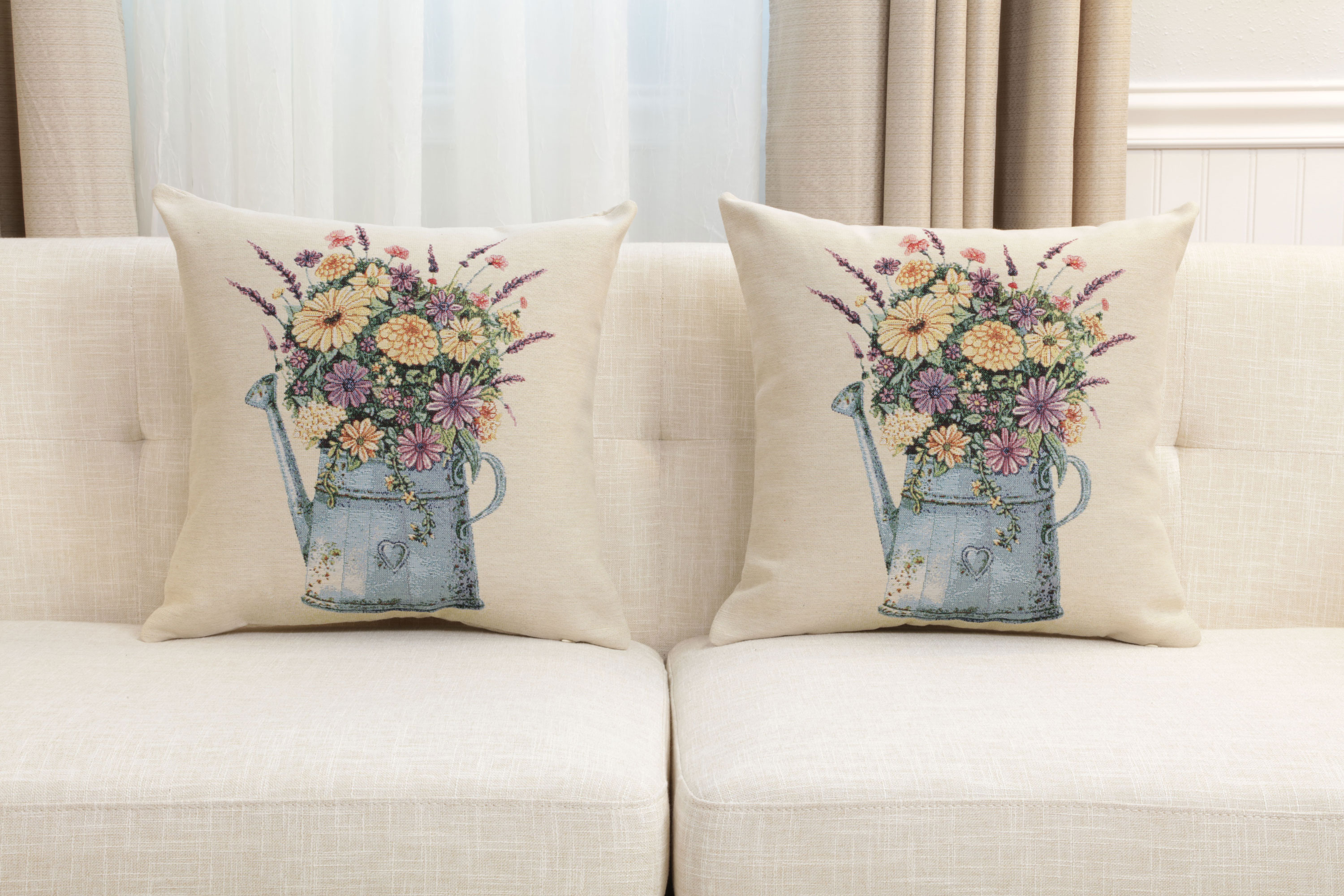 Floral Vintage Tapestry Pillow Cover 18x18 Inch Cotton Jacquard Woven Cushion Cover
