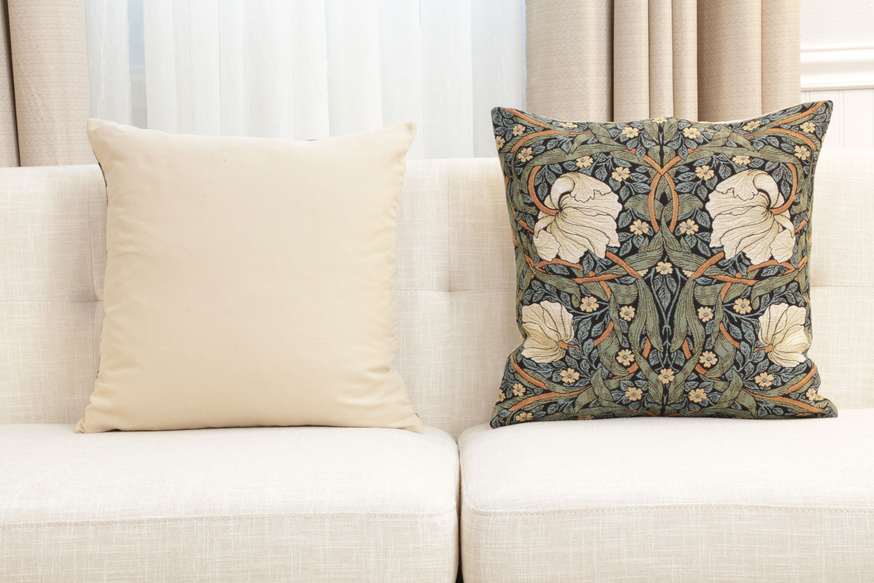 Pimpernel Blue Green Belgian Tapestry Pillow Cover 18x18 inch 100% Cotton Belgian Jacquard Woven Cushion Cover