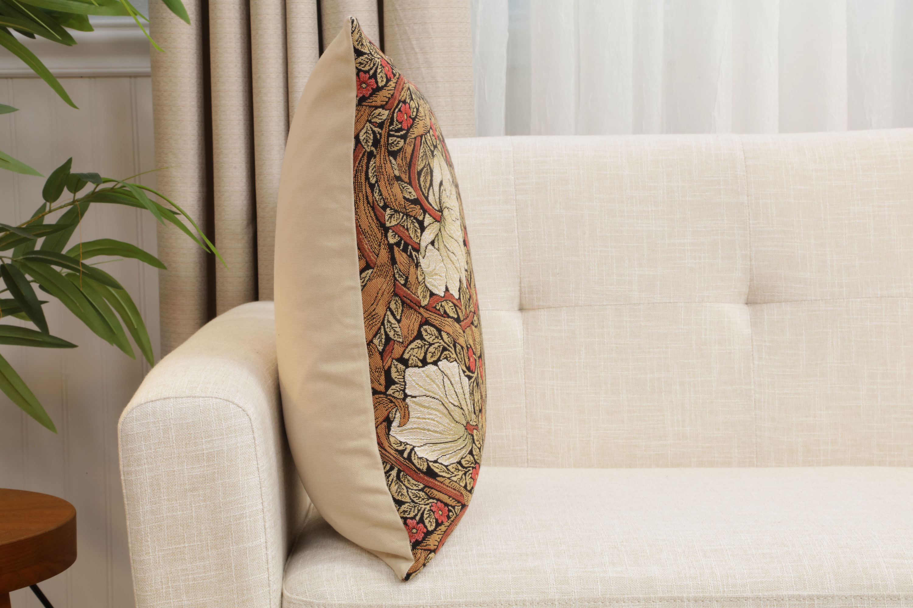 Pimpernel Tobacco Brown Belgian Tapestry Pillow Cover 18x18 inch 100% Cotton Belgian Jacquard Woven Cushion Cover