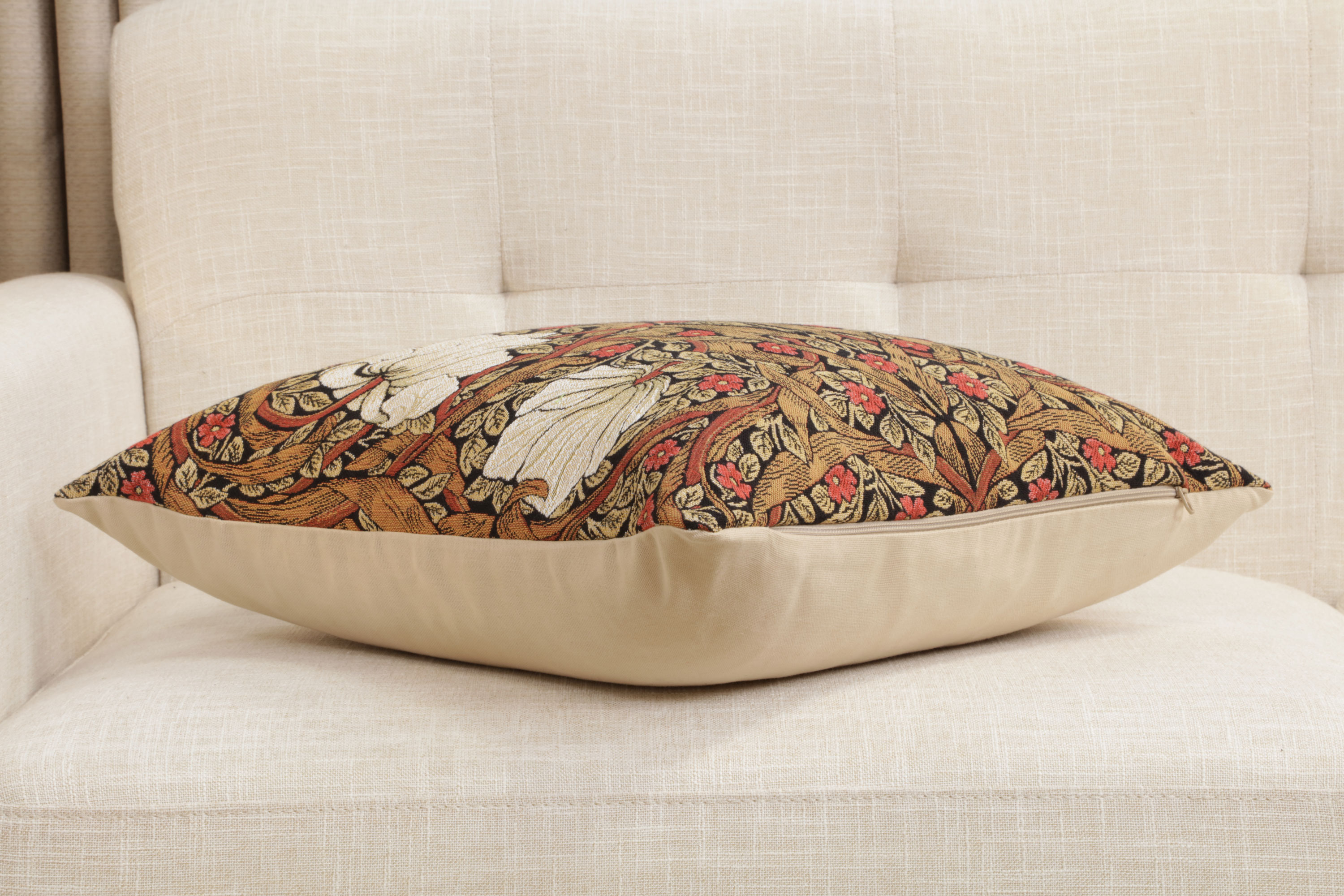 Pimpernel Tobacco Brown Belgian Tapestry Pillow Cover 18x18 inch 100% Cotton Belgian Jacquard Woven Cushion Cover