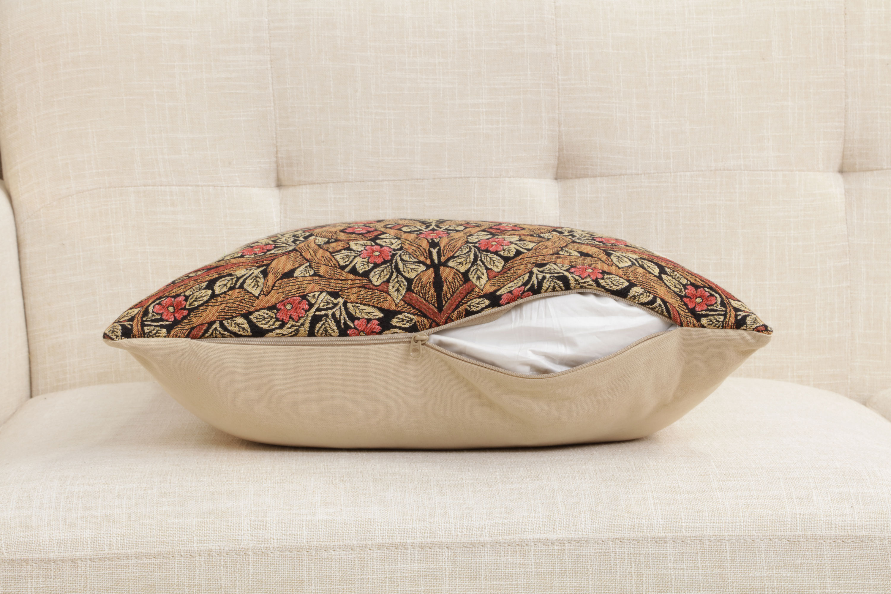 Pimpernel Tobacco Brown Belgian Tapestry Pillow Cover 18x18 inch 100% Cotton Belgian Jacquard Woven Cushion Cover