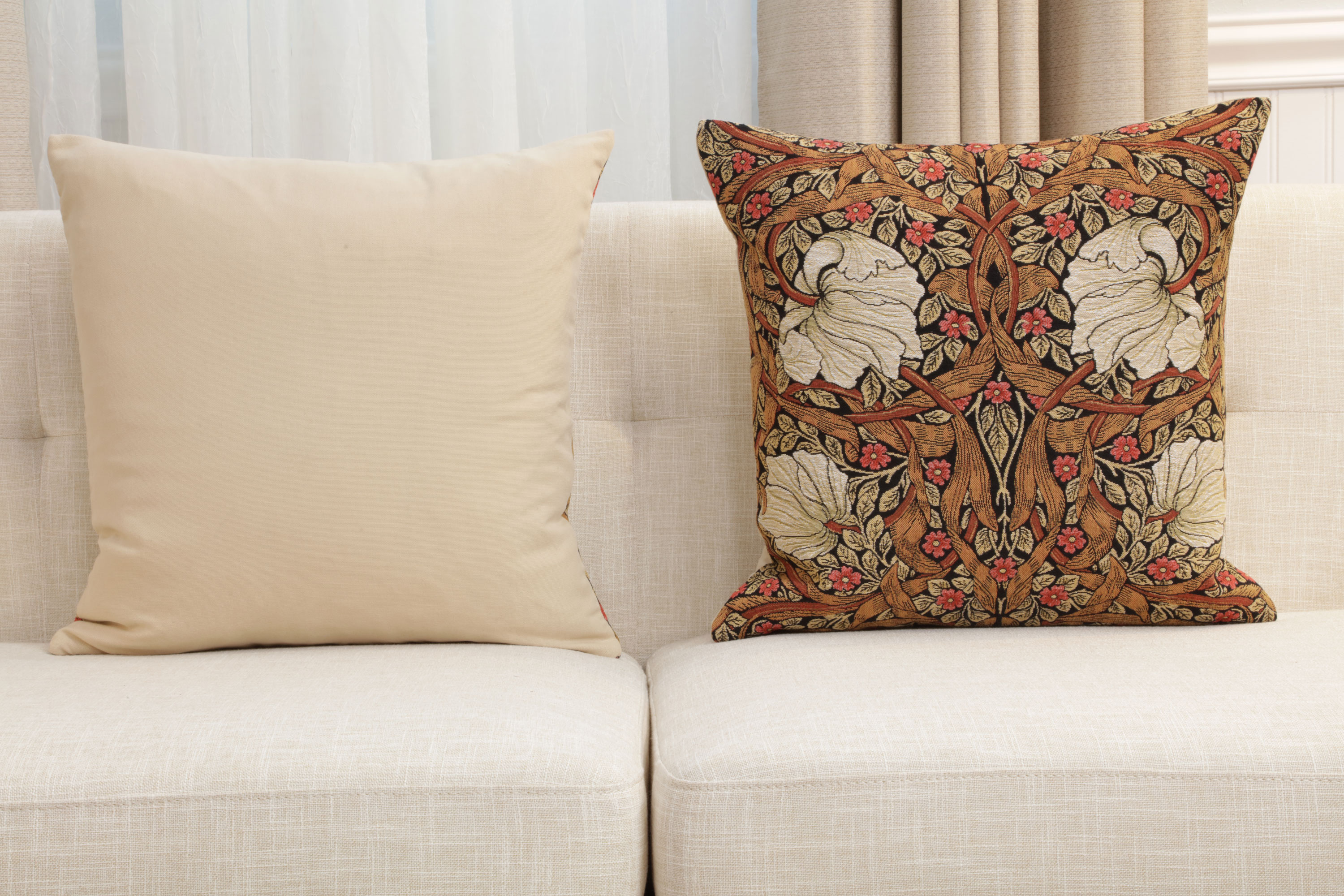 Pimpernel Tobacco Brown Belgian Tapestry Pillow Cover 18x18 inch 100% Cotton Belgian Jacquard Woven Cushion Cover