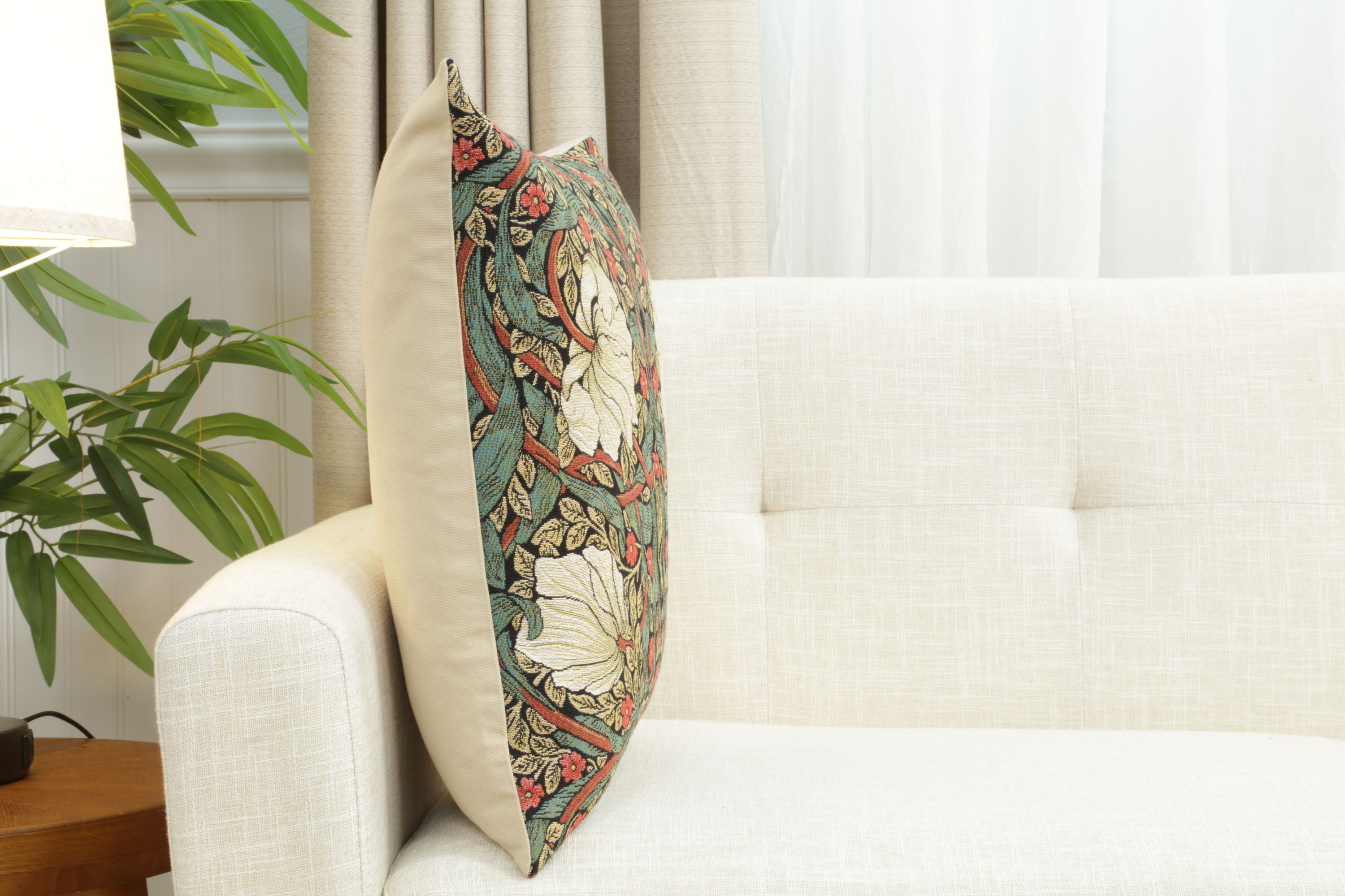 Pimpernel Red Green Belgian Tapestry Pillow Cover 18x18 inch 100% Cotton Belgian Jacquard Woven Cushion Cover