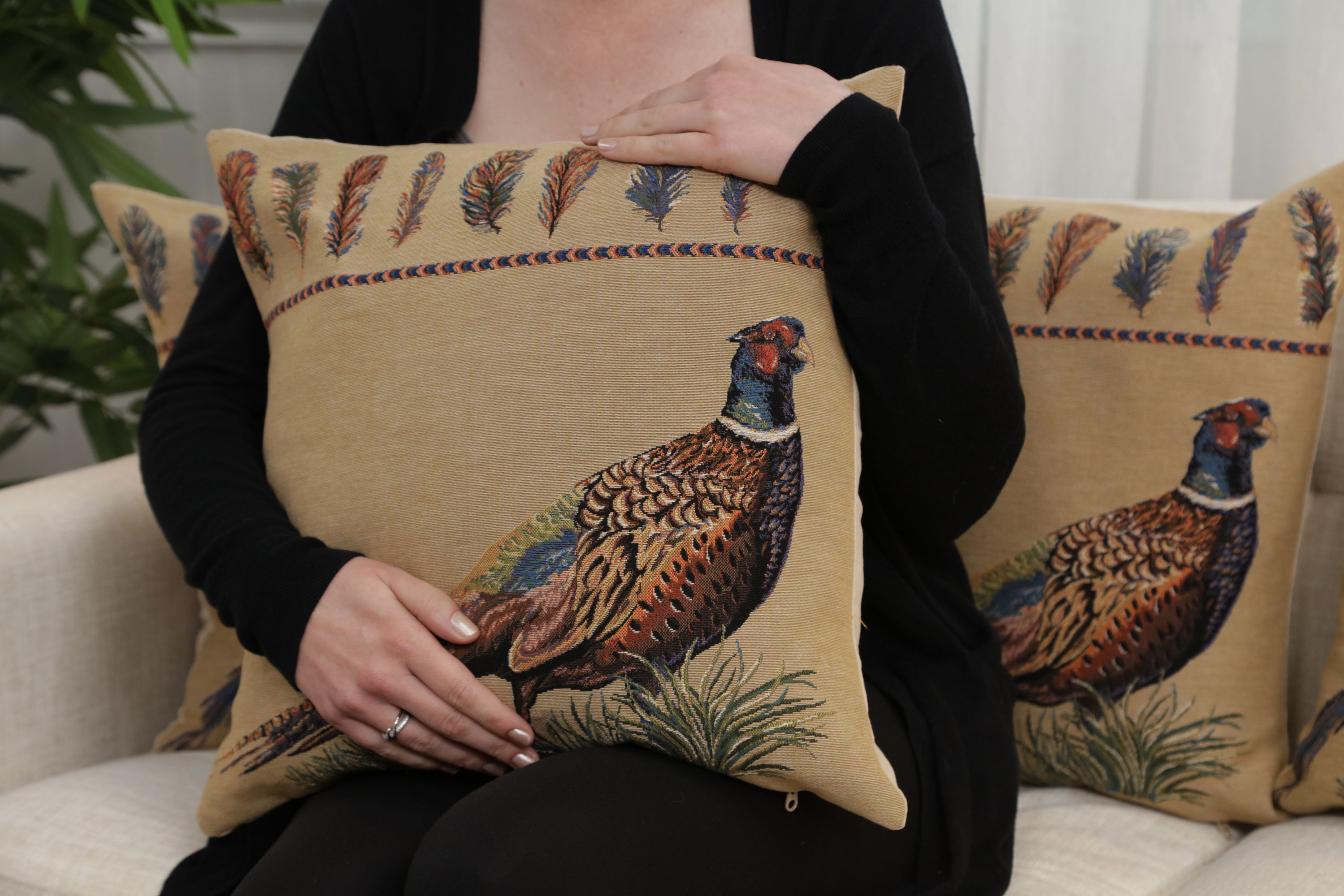 Pheasant Single European Tapestry Pillow Cover 18x18 Inch Cotton Cushion Cover