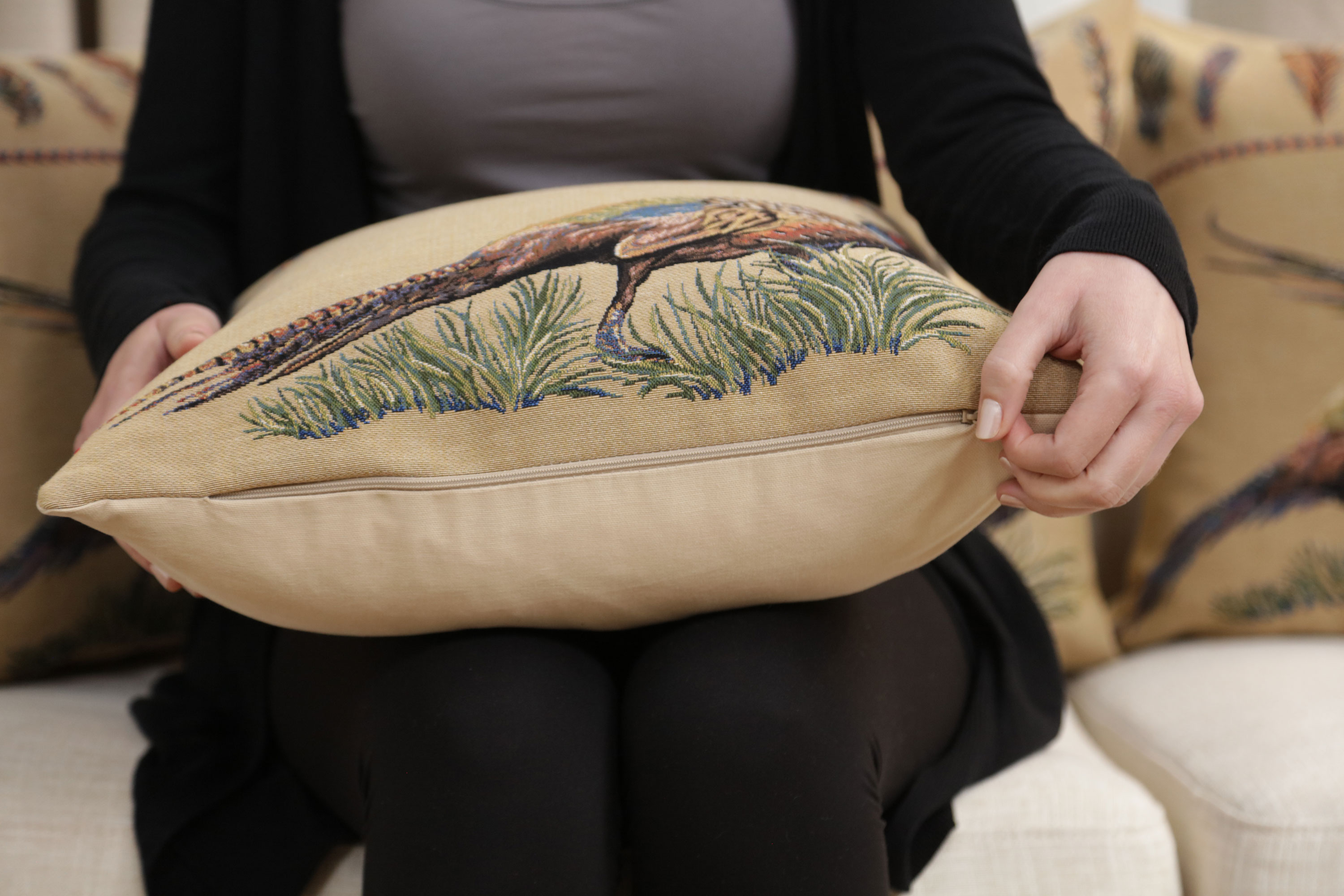 Pheasant Single European Tapestry Pillow Cover 18x18 Inch Cotton Cushion Cover