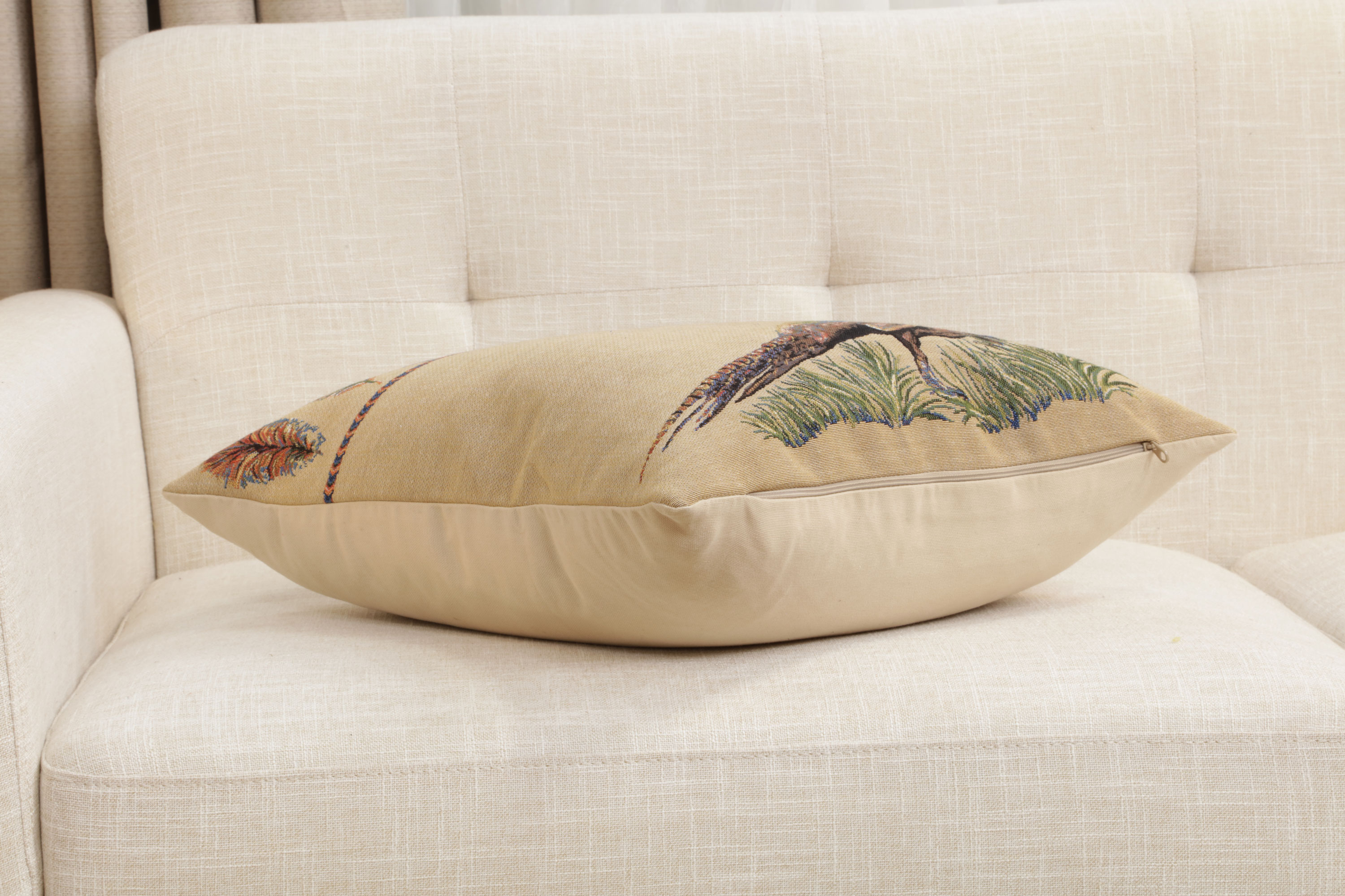 Pheasant Single European Tapestry Pillow Cover 18x18 Inch Cotton Cushion Cover