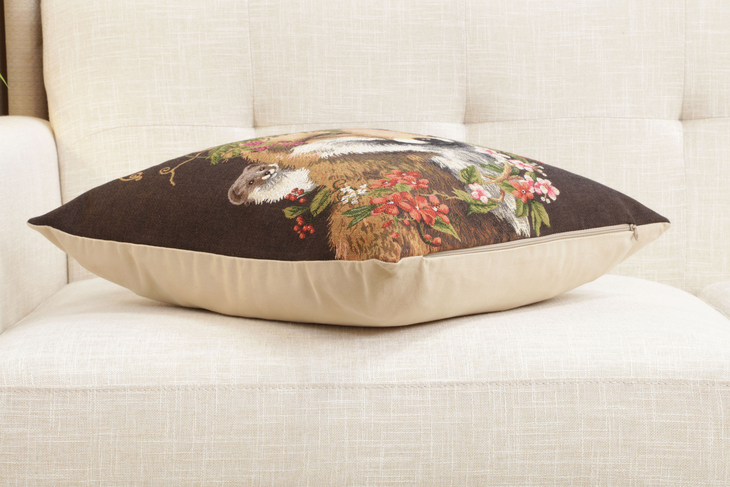 Forest Fox Brown European Tapestry Pillow Cover 18x18 Inch Cotton Cushion Cover